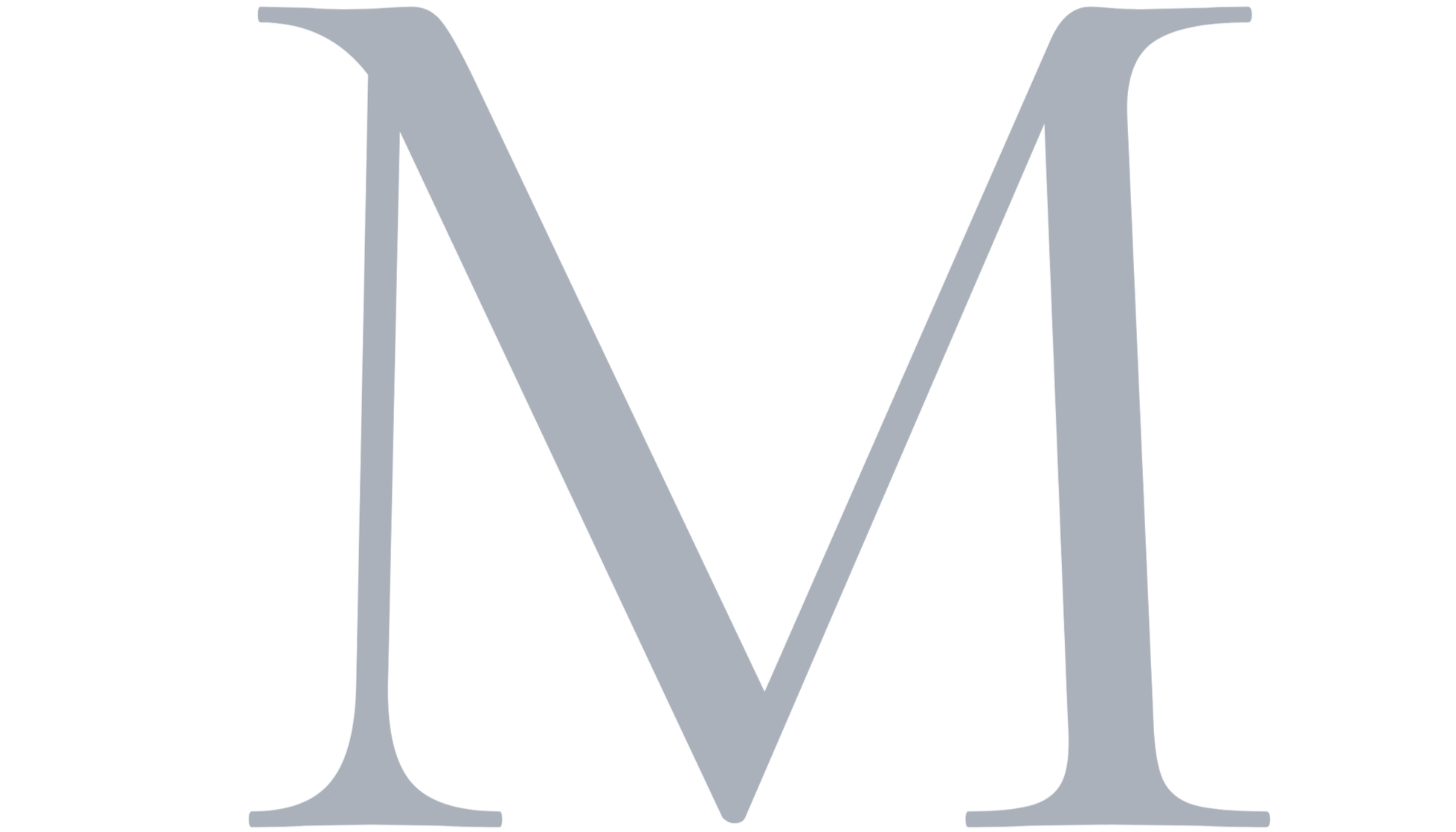 A large, stylized dark blue letter M with an orange check mark integrated into it.
