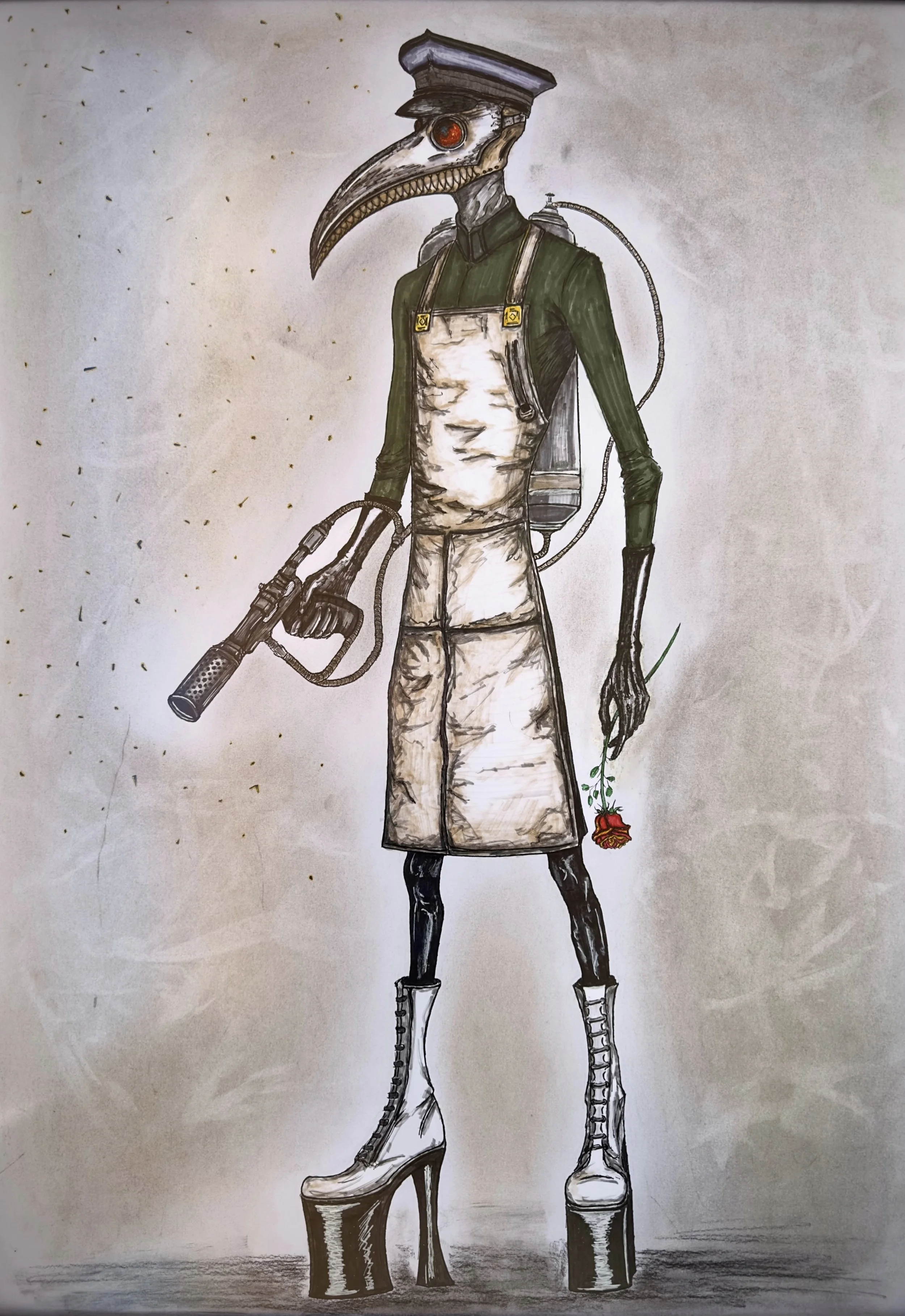 "Butcher With Flowers" 
2025 Ink on paper 
50 x 70 cm
Original drawing - available 