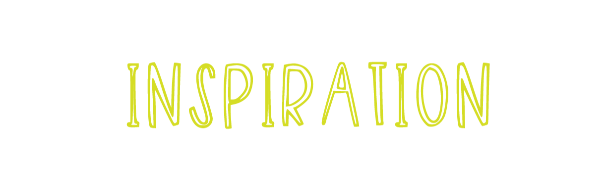 The word 'INSPIRATION' in bold, yellow, creative font over a plain white background.