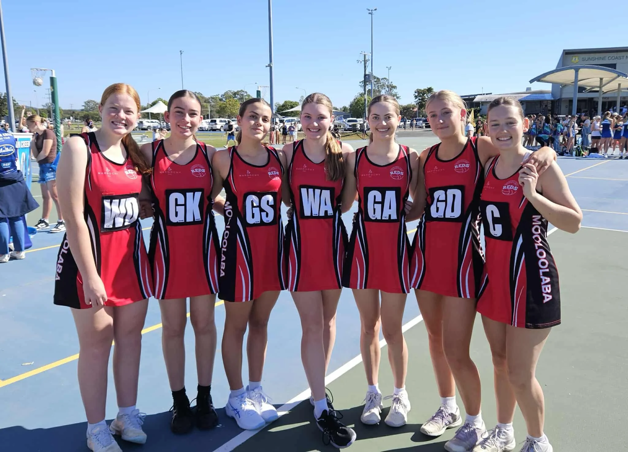 Mooloolaba Reds team at Fishermans Road Netball