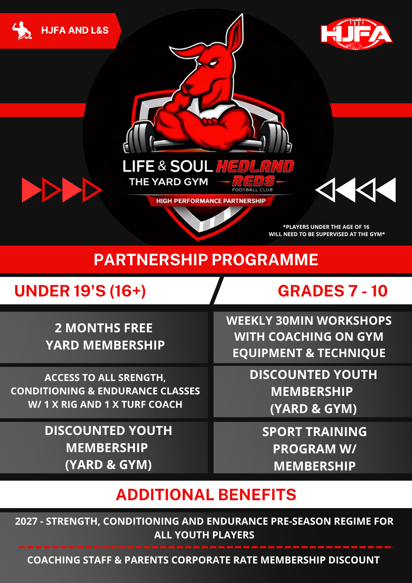 hjfa partner with life and soul — Hedland Reds Junior Football Club