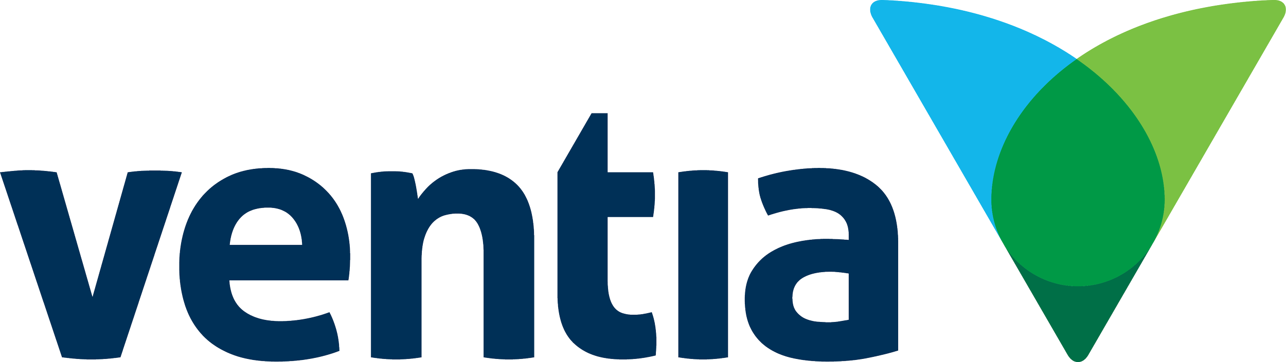 Vermont logo with stylized green and blue leaves