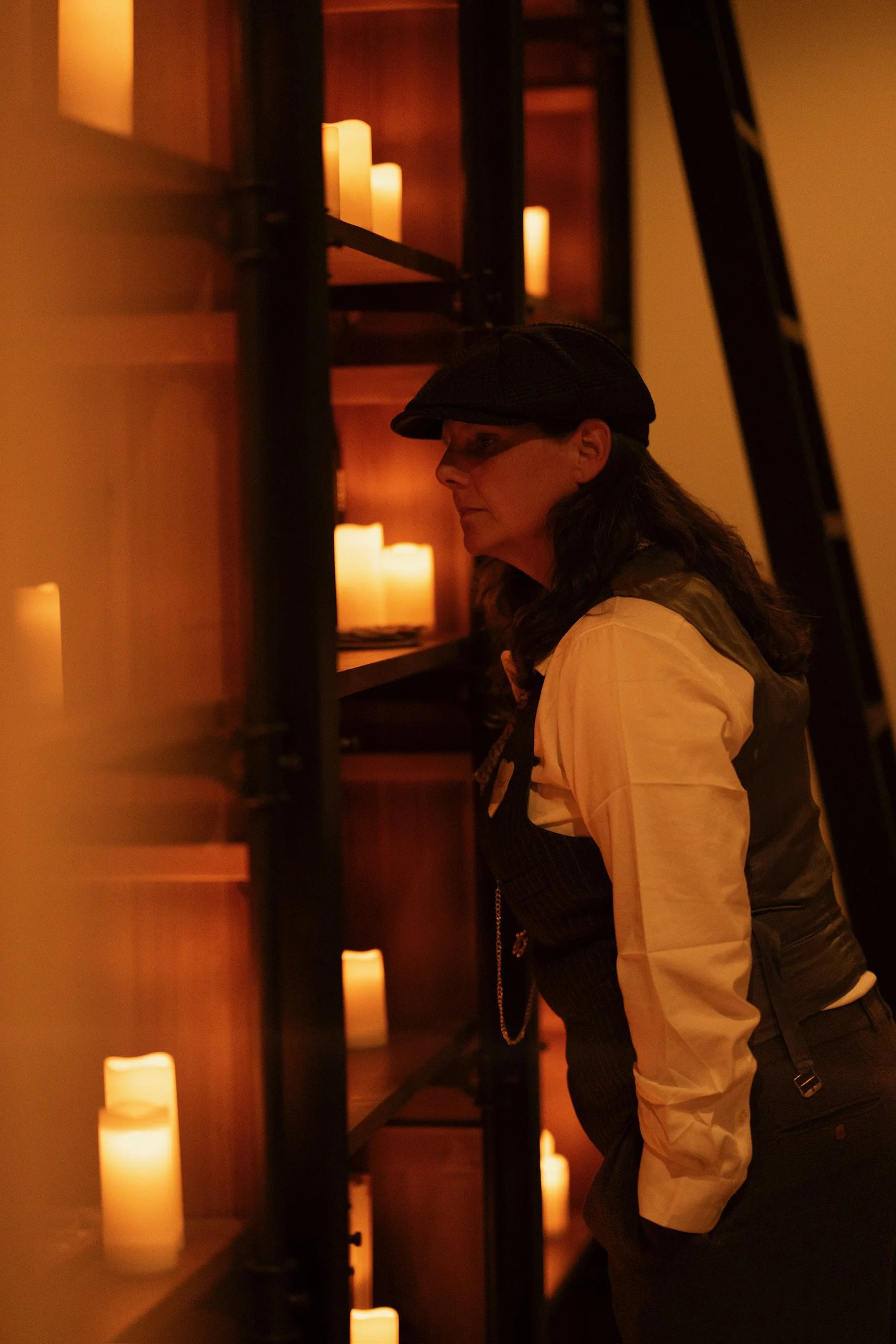 Guest exploring the immersive world of Curtain Call in Los Angeles, where every space, clue, and conversation helps shape the story.