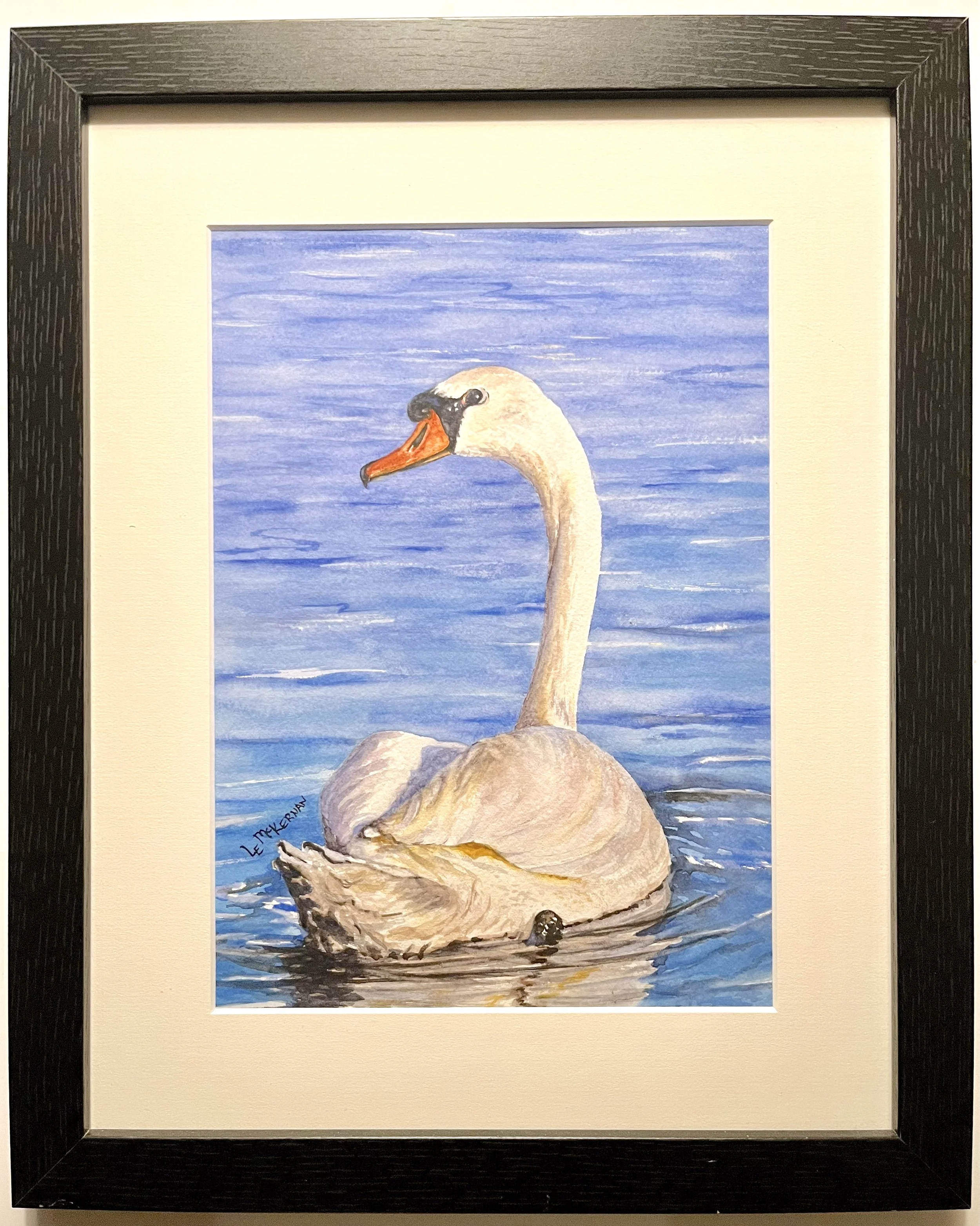 Talk to the Tail! 
Watercolor on paper 
Mat/backer board 
11x8