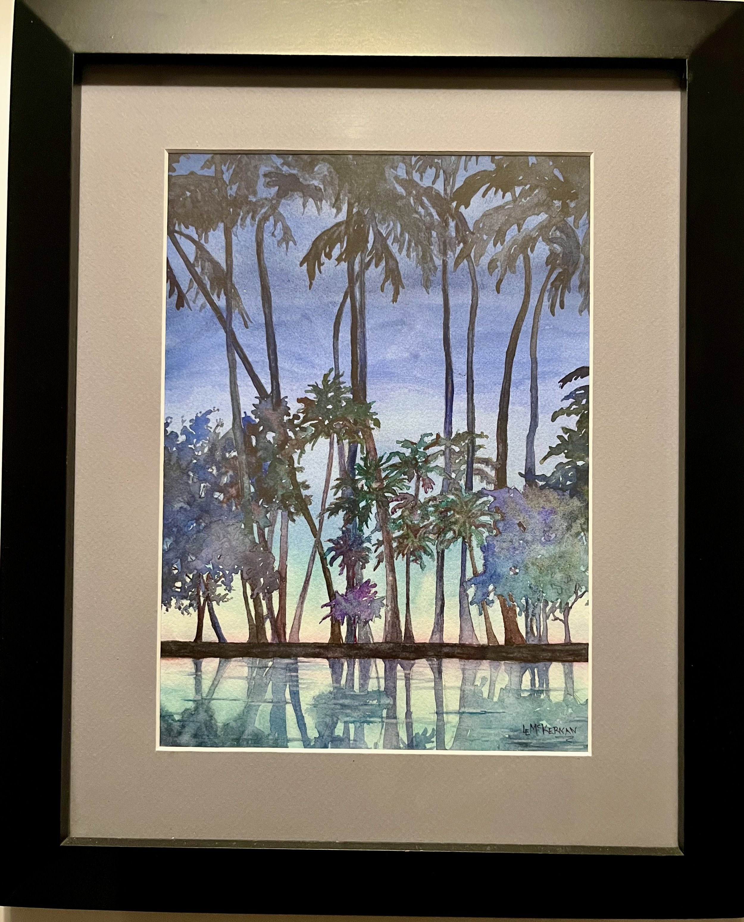 Tropical Silhouette 
Watercolor on paper 
Mat/backer board 
11x8