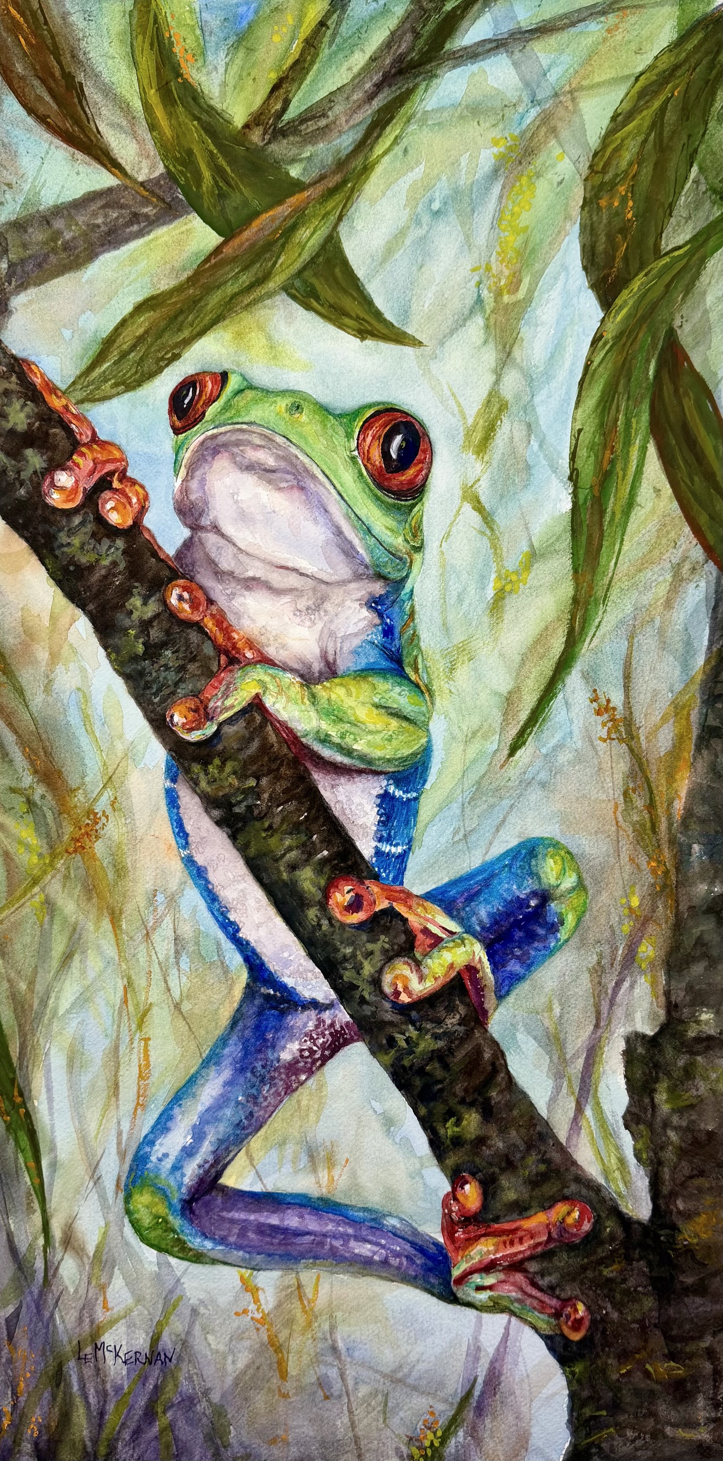 Hangin' On
Waxed watercolor on cotton paper
Mounted on wrapped canvas panel 20x10
$100