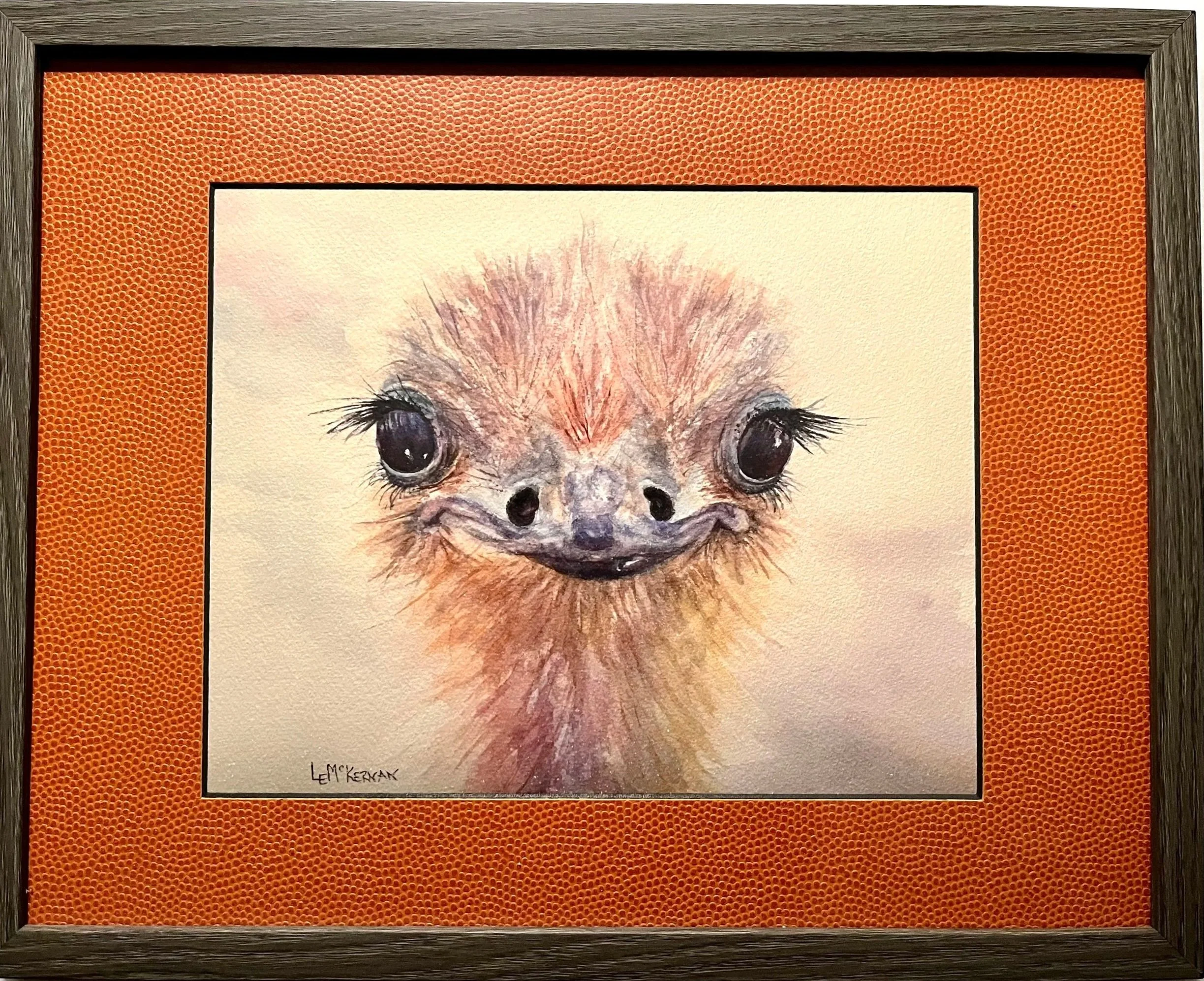 Ostrich Watercolor 
Giclée print 
Mat/backer board 
8x10