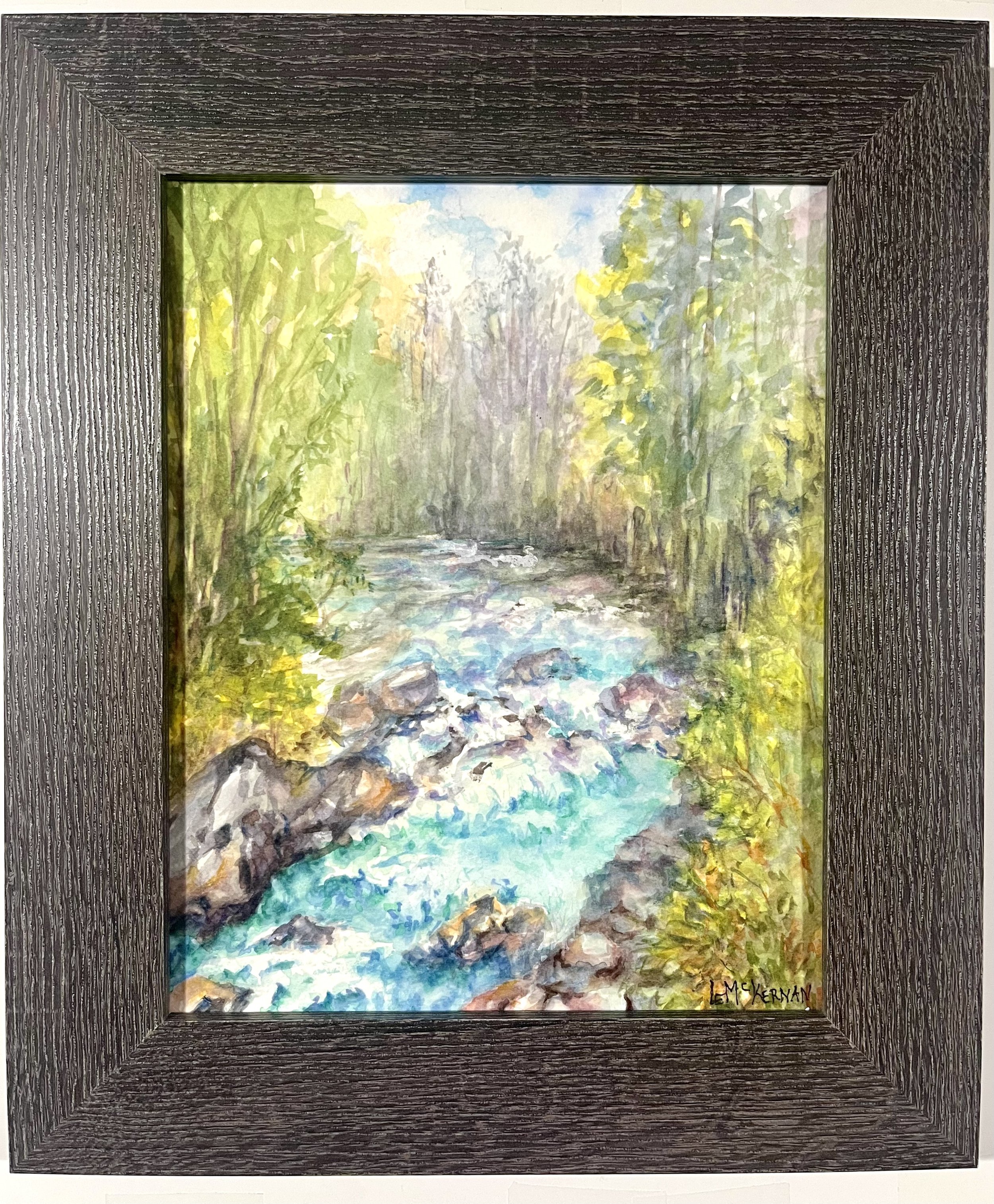 Rushing Through the Enchanted Forest 
Waxed watercolor on paper 
Wood panel 
10x8