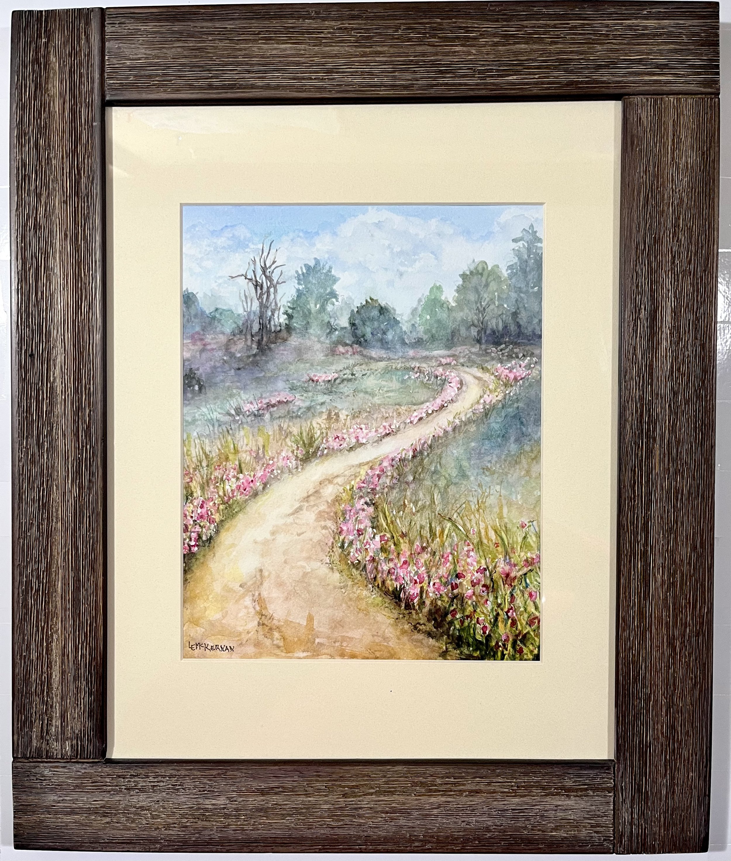 Through the Wildflowers 
Watercolor on paper 
Mat/backer board 
10x8
