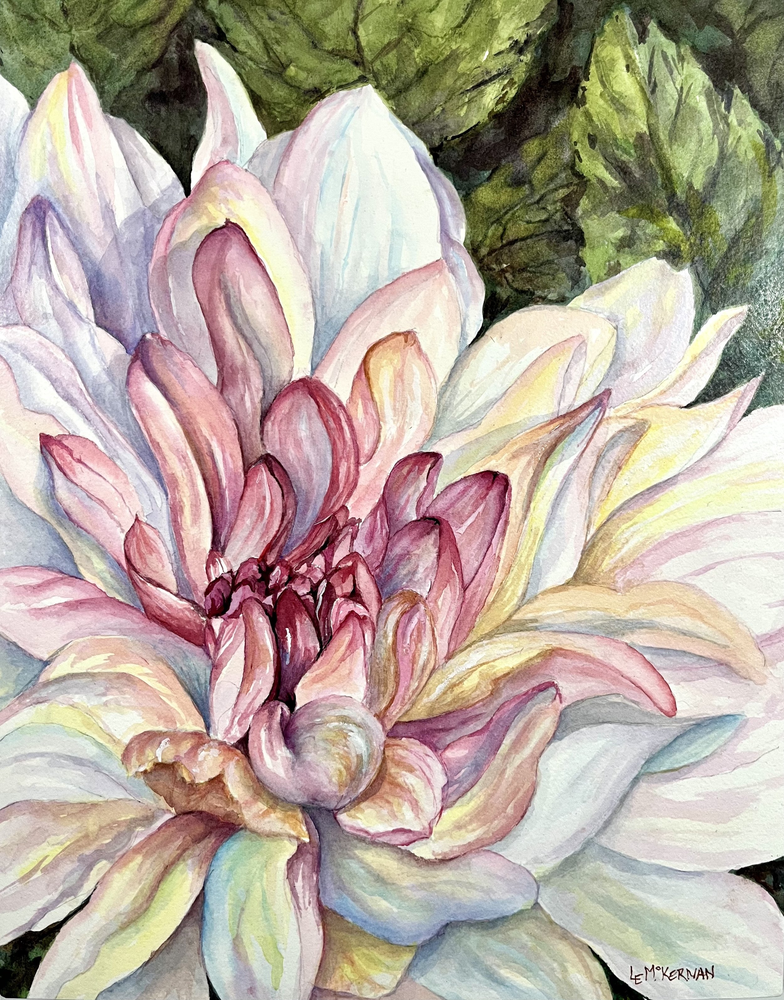 My Darling Dahlia 
Waxed watercolor on paper 
Cradle board 
14x11