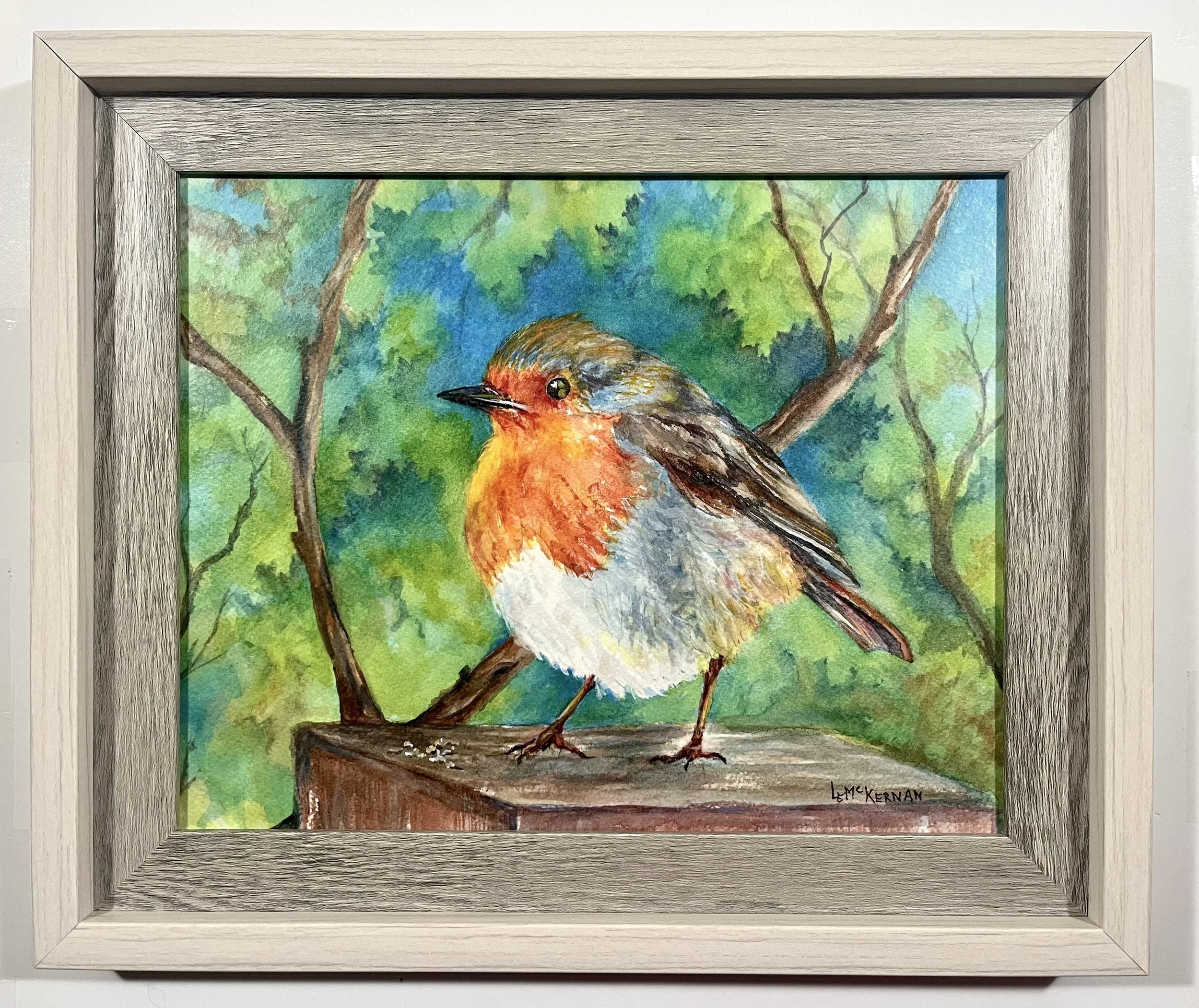 European Robin
Waxed watercolor on paper 
Wood panel
8x10