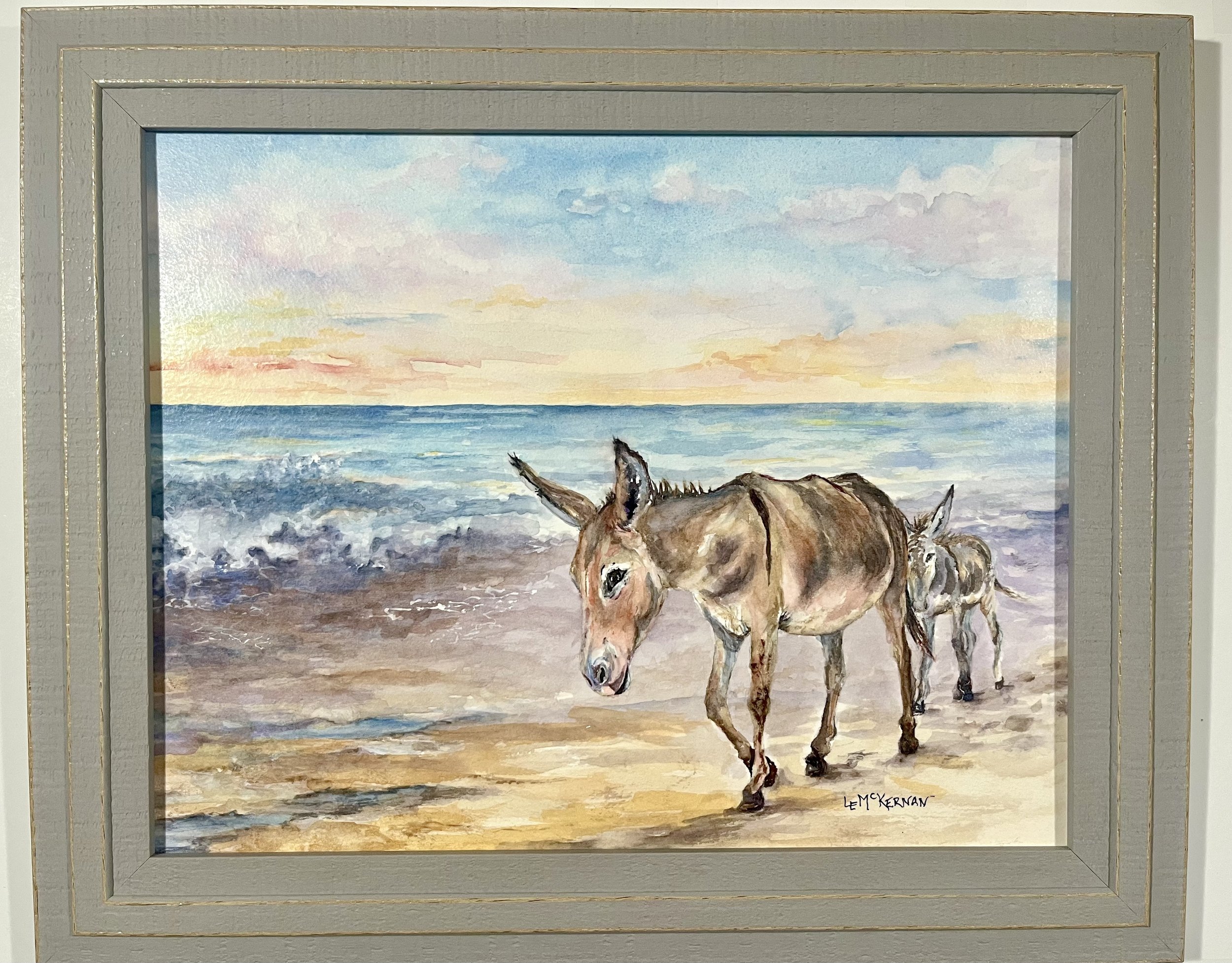 I Enjoy Long Walks on the Beach
Waxed watercolor on paper
Wood panel
11x14