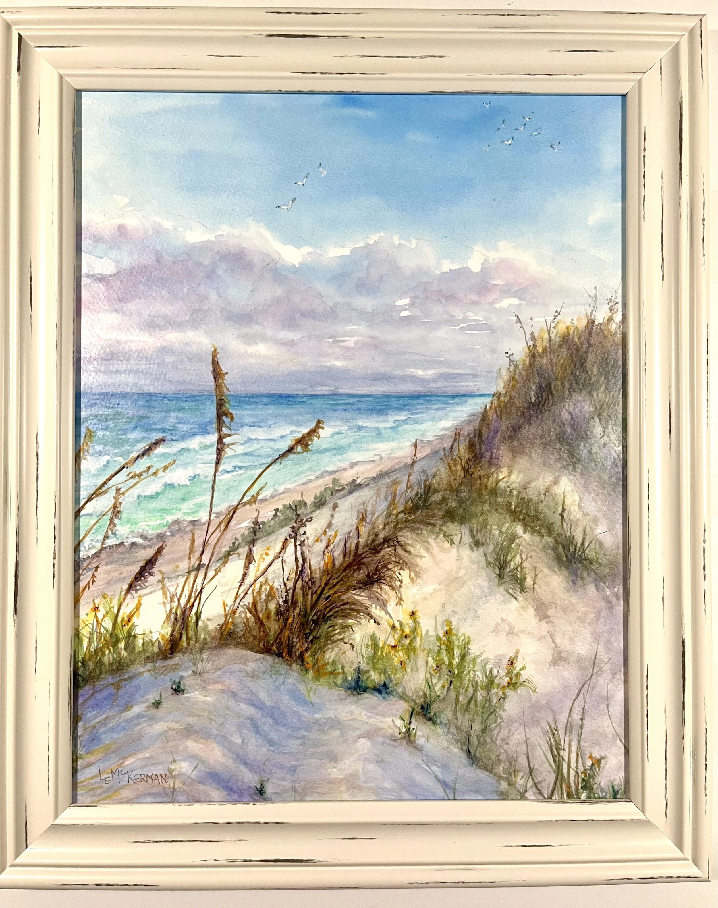 Dune Grasses 
Waxed watercolor on paper 
Wood panel 
14x11