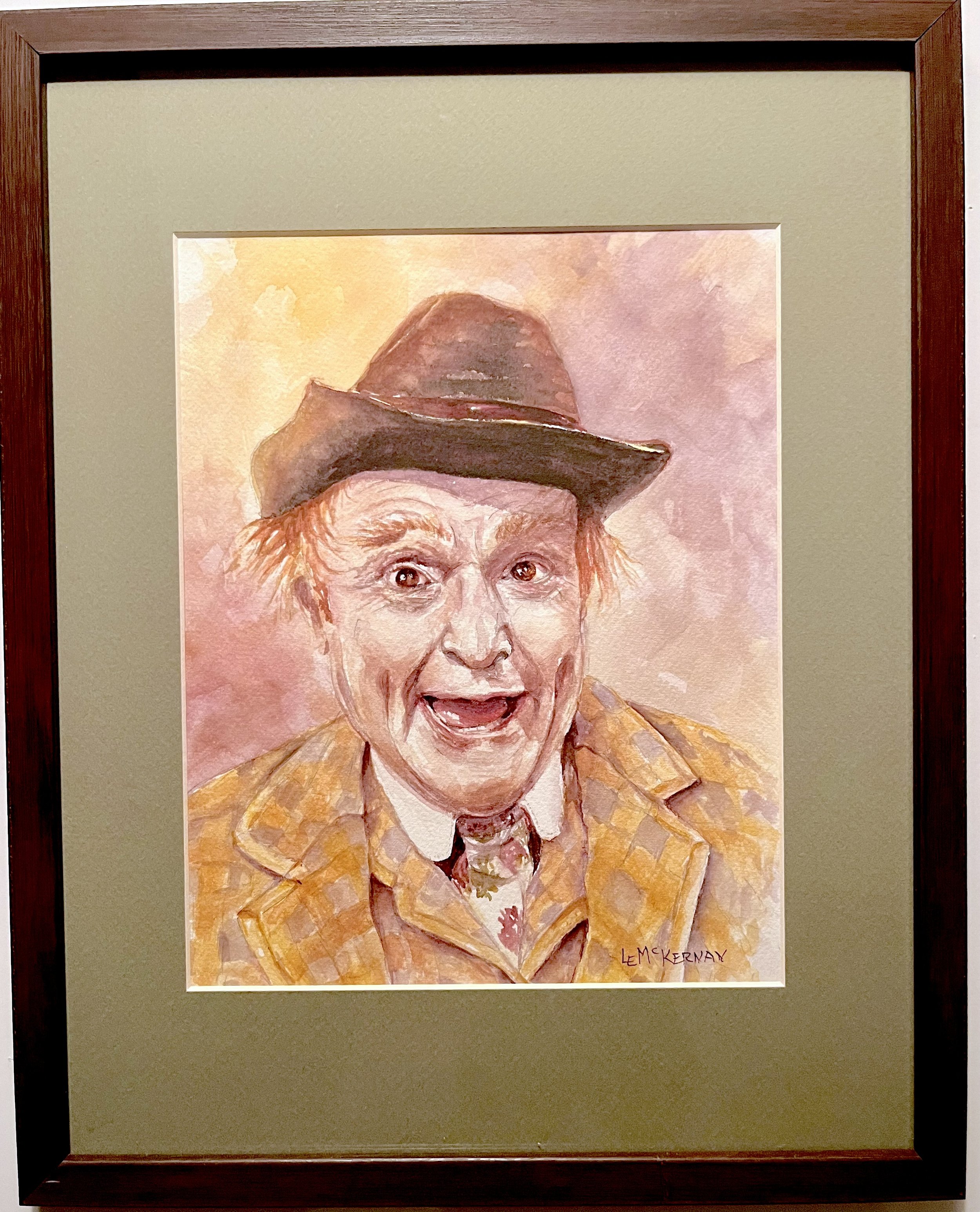 Red Skelton as Clem Kadiddlehopper Watercolor on paper 
Mat/backer board 
10x8