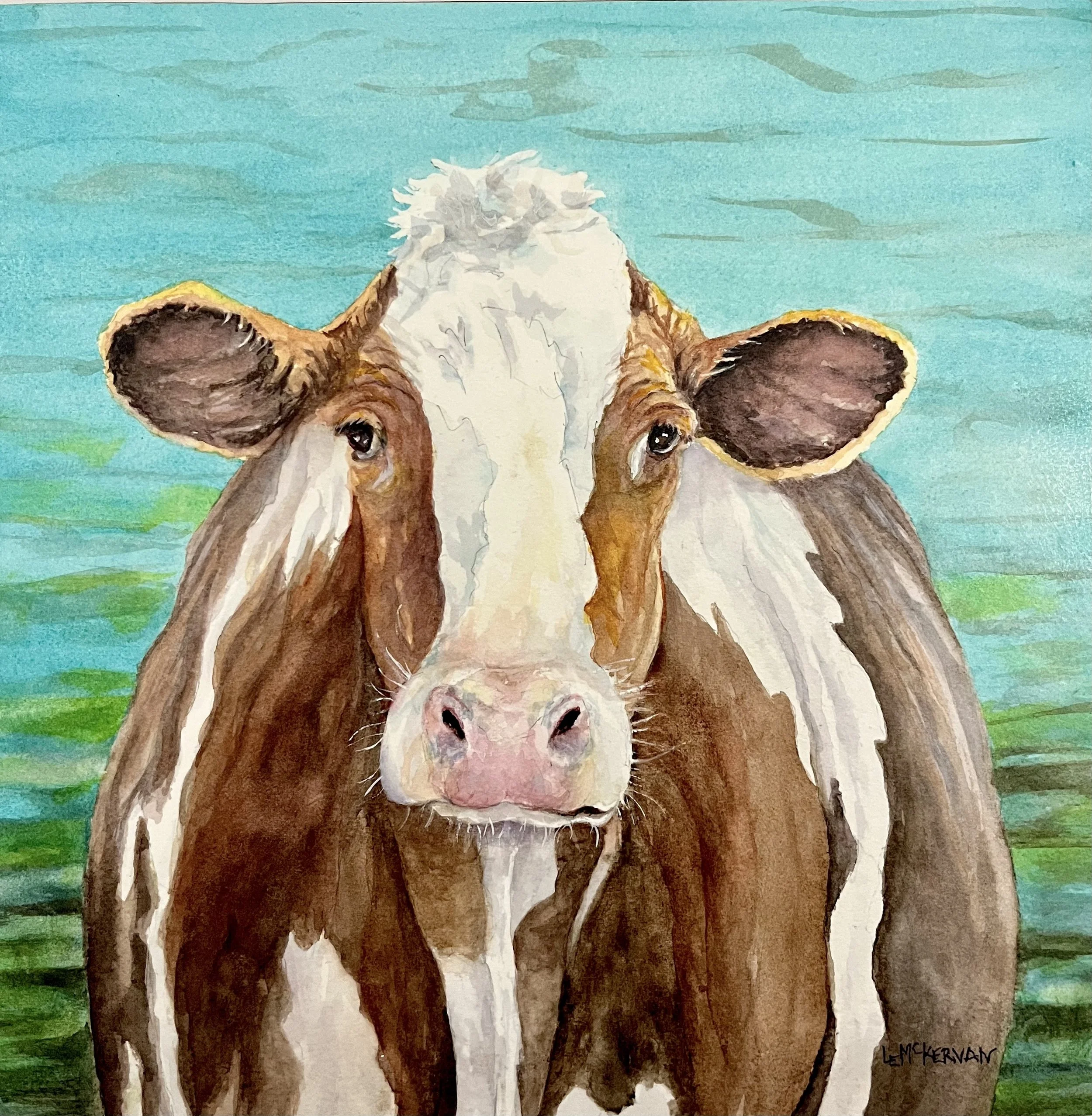 Moo Cow
Waxed watercolor on paper 
Cradle board
12x12