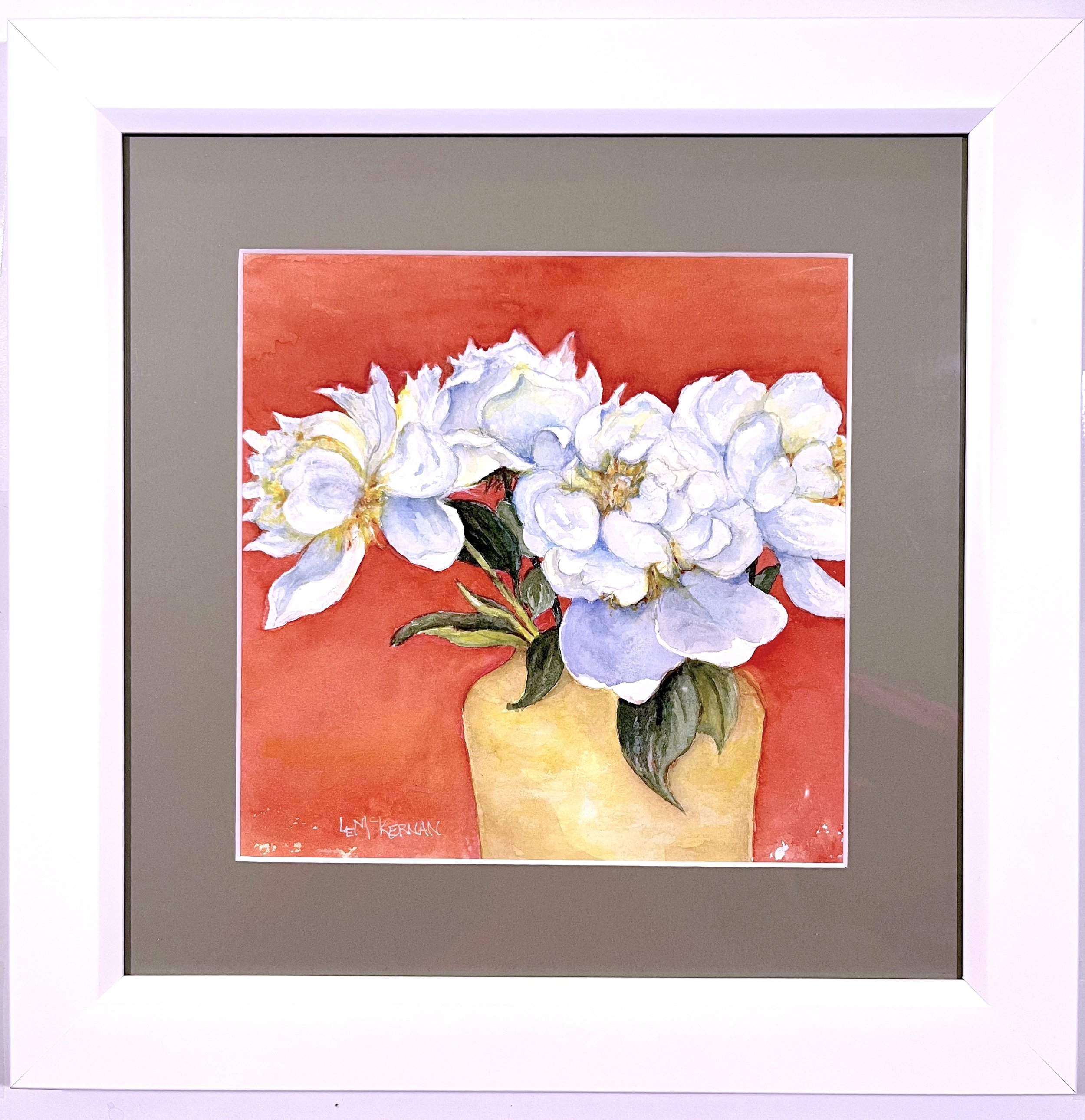 In a Yellow Vase 
Watercolor on paper 
Mat/backer board 
8x8