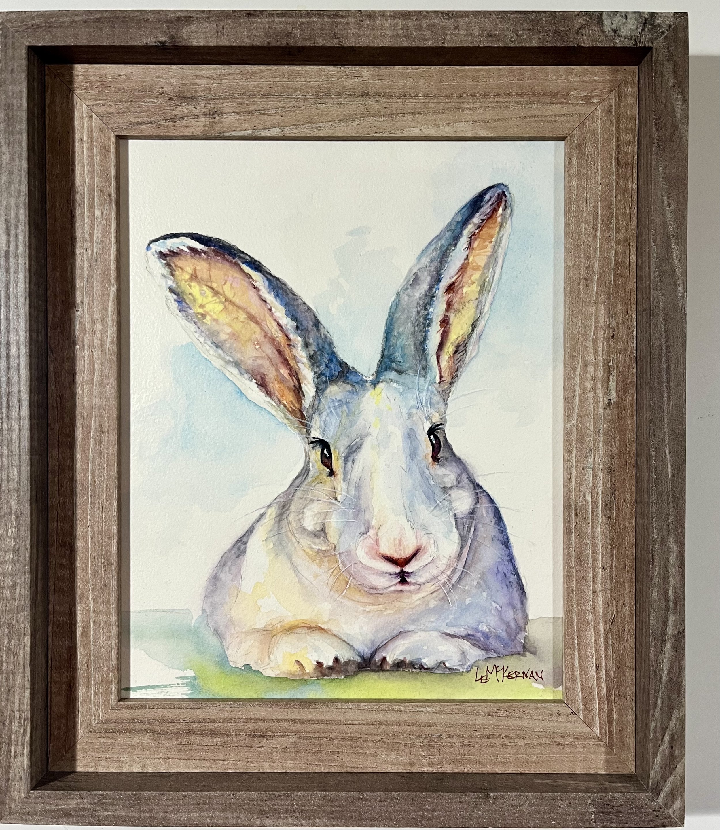 Easter Bunny 
Waxed watercolor on paper 
Wood panel 
10x8