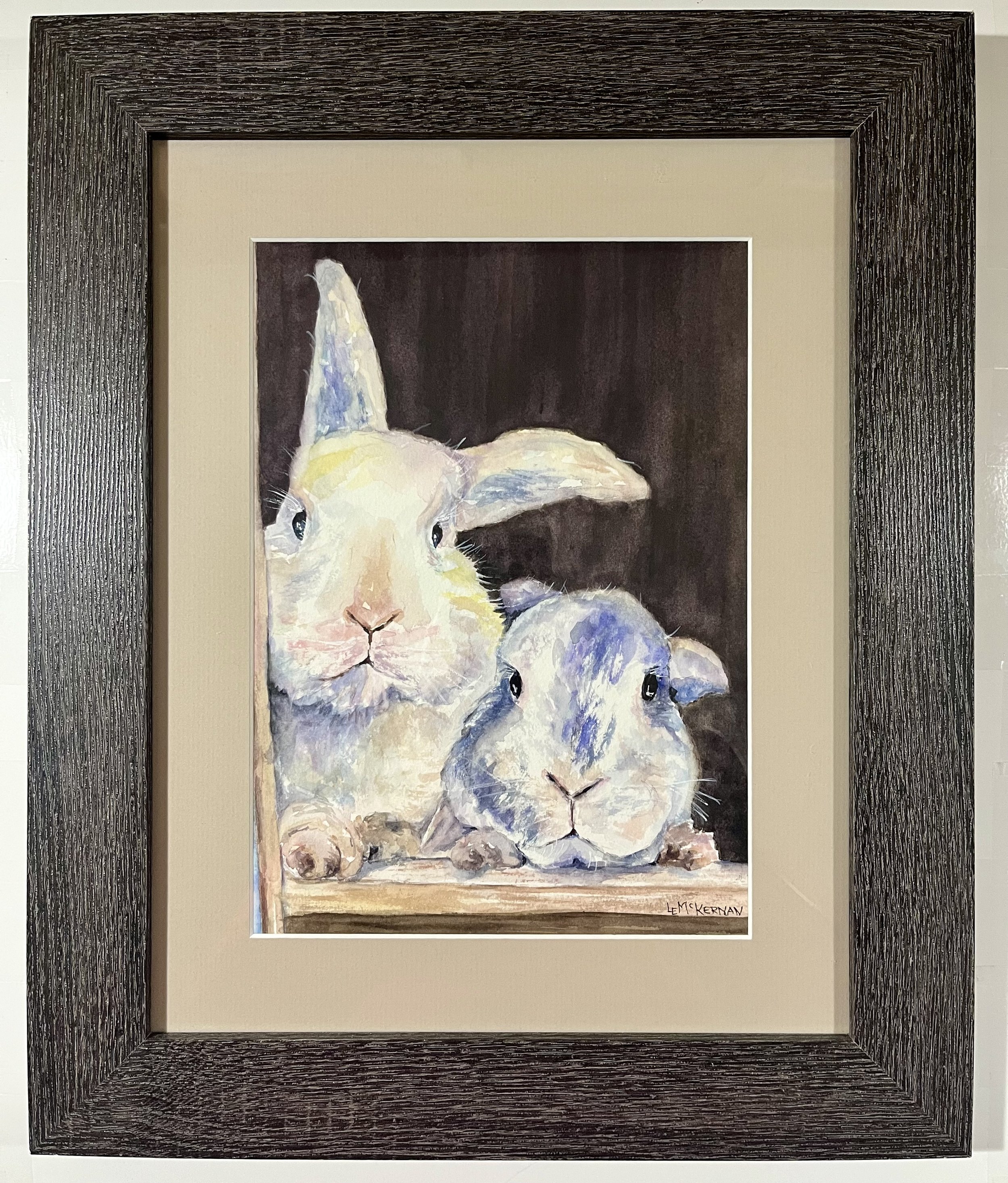 Bunny Buddies 
Watercolor on paper 
Mat/backer board 
11x8