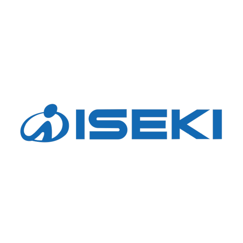The logo for ISEKI, featuring a stylized heading with a graphic symbol to the left of the name, all in blue.
