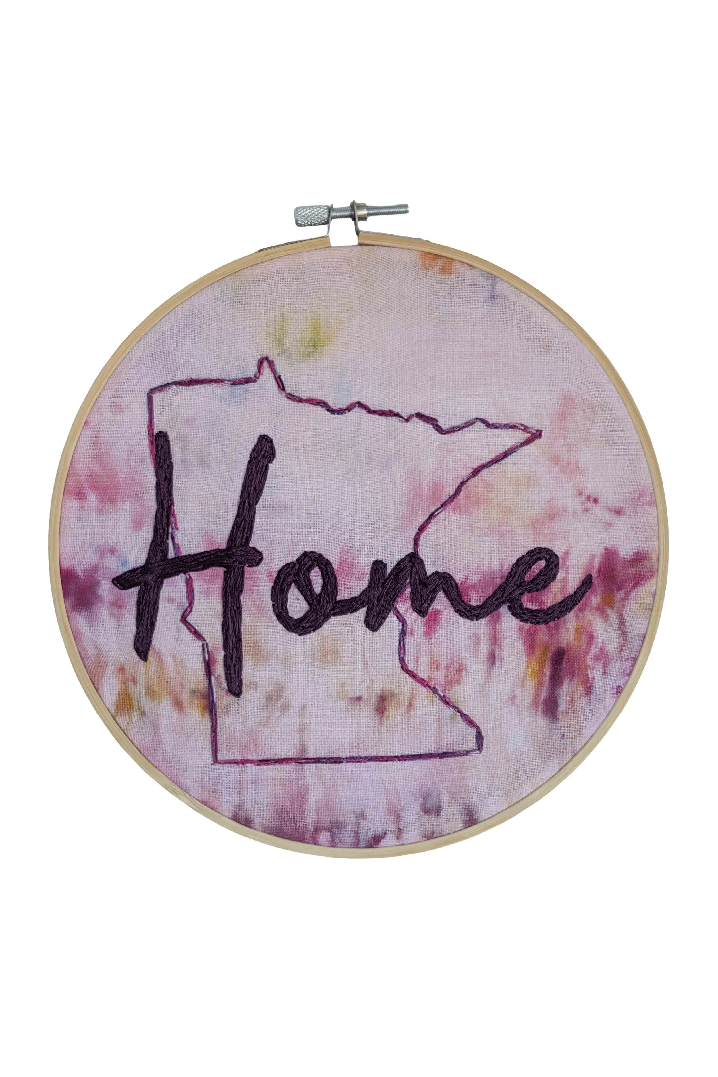 Minnesota Home Tie Dye Embroidered Hoop, 8"