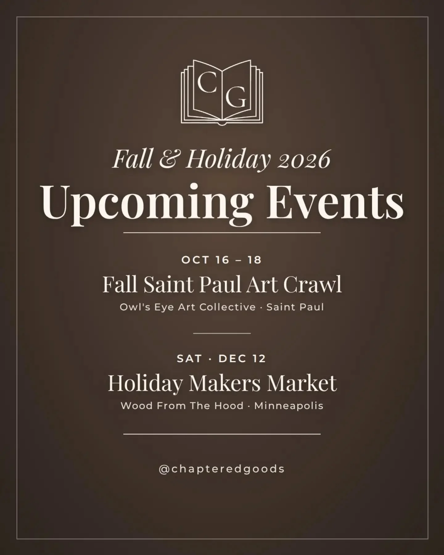 Where to find us as the seasons change 🍂

We'll be bringing hand-embroidered hoops, crocheted goods and handcrafted boxes to each market. Event details are at the Events link in our bio.

#StPaulArtCrawl #ShopSmallMN #HandmadeMinnesota #MNMakers #ho