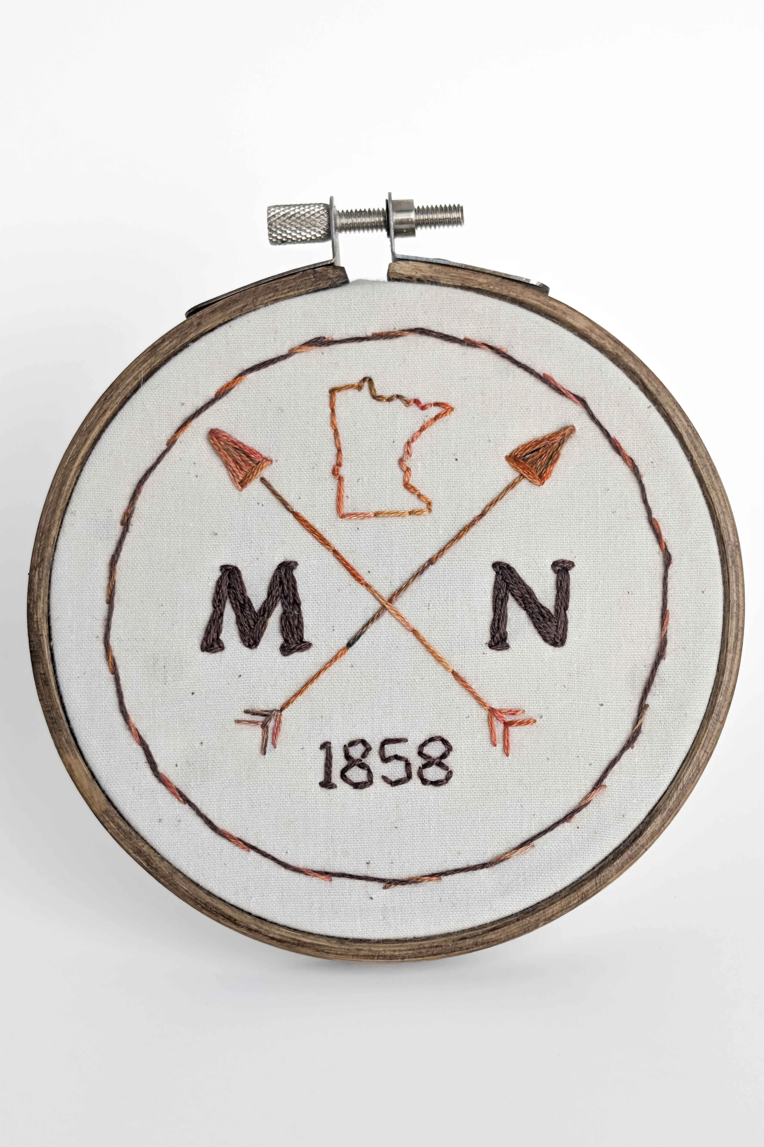 Minnesota 1858 Embroidered Hoop, 4.25"