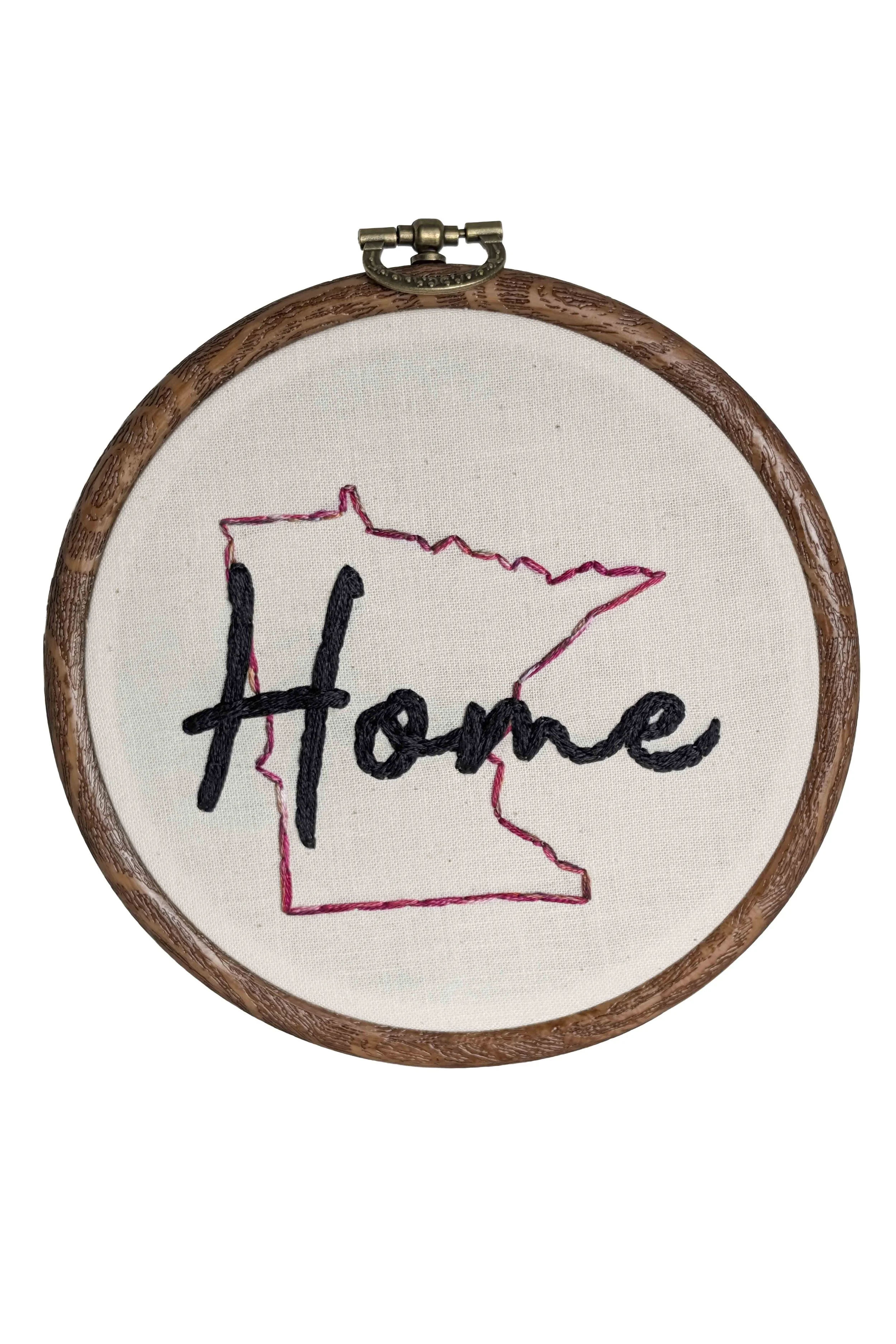 Minnesota Home Embroidered Hoop, 5.25"
