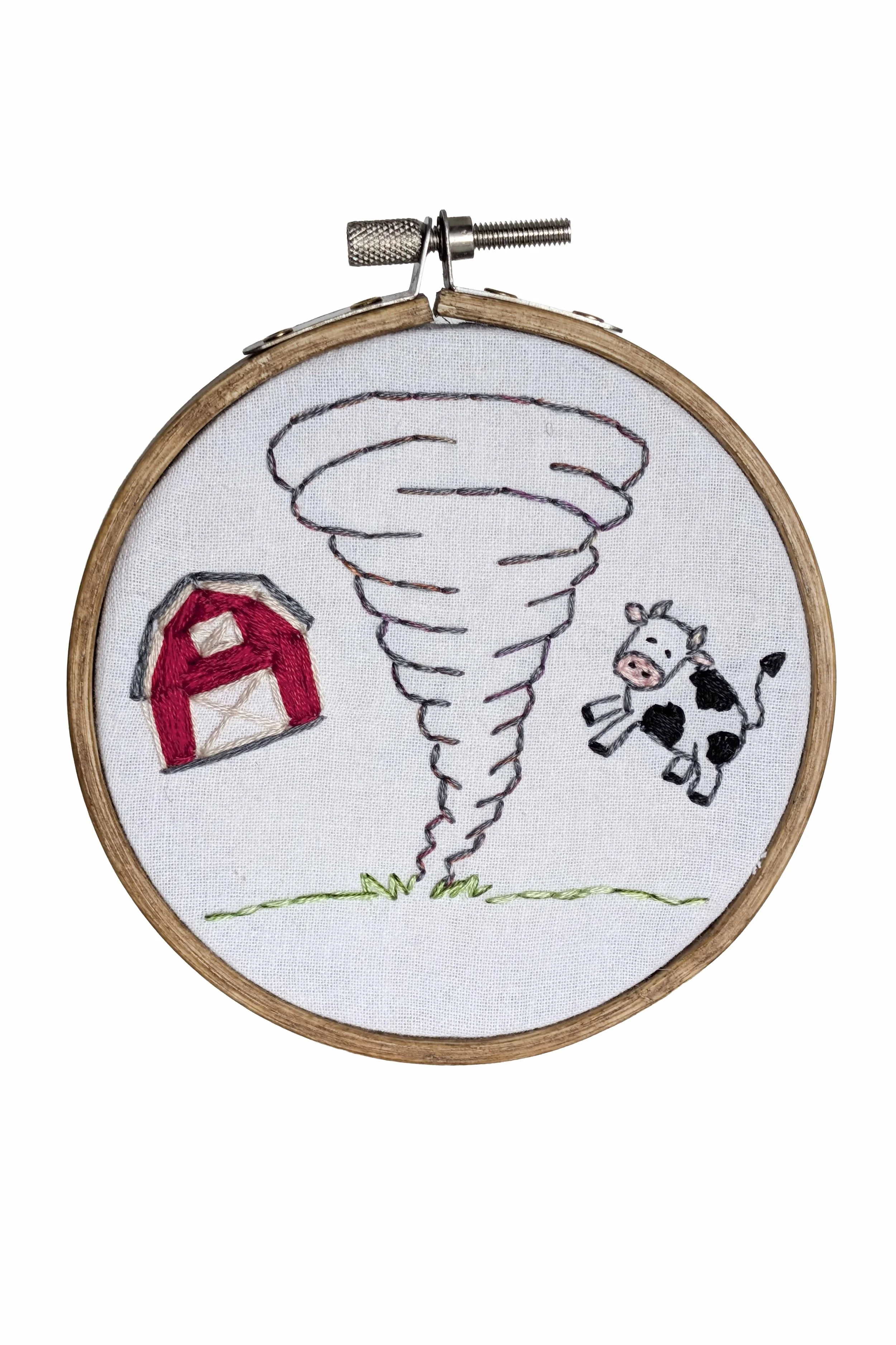 Flying Cow Embroidered Hoop, 4.25"