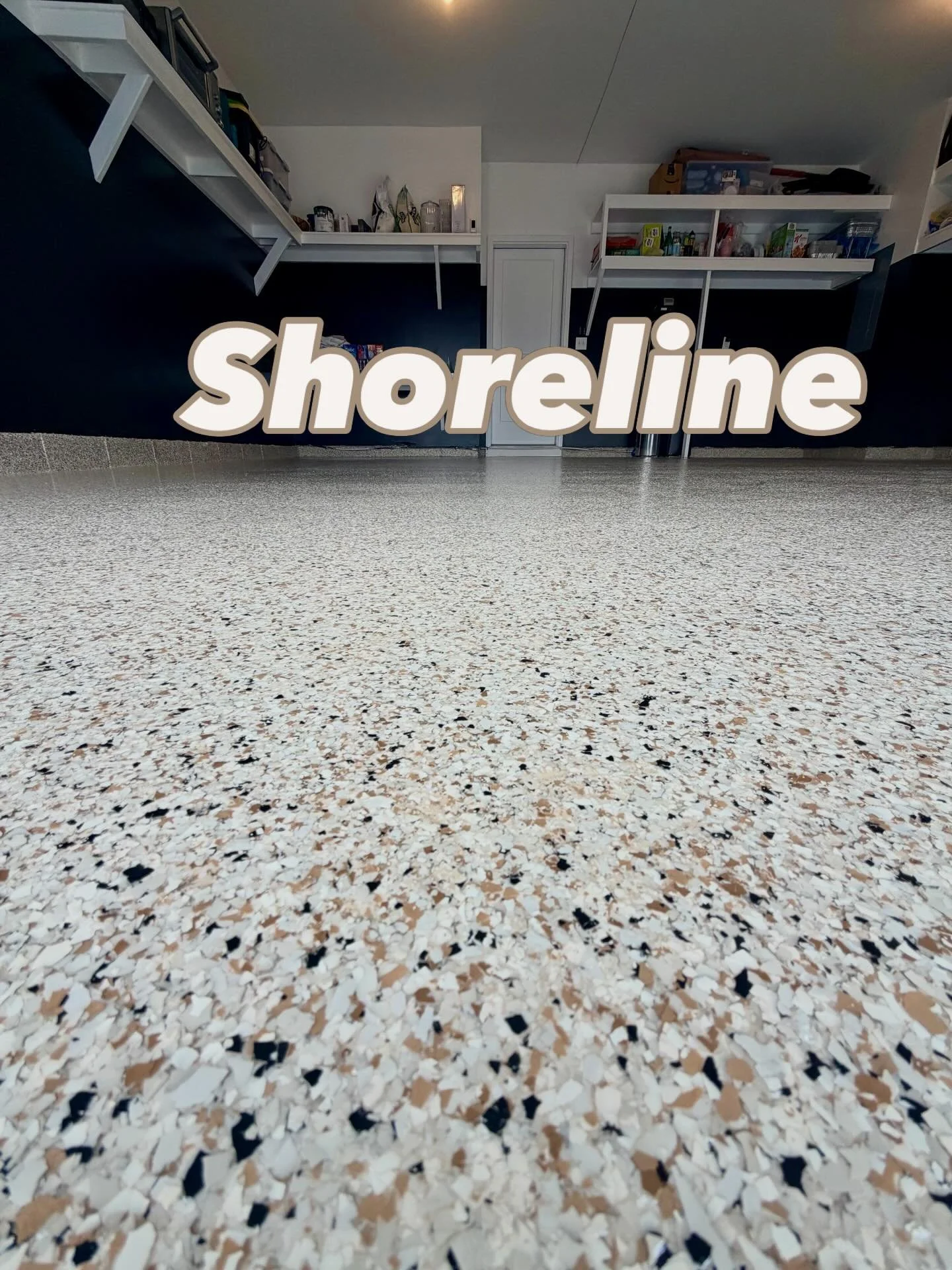 Nice transformation in #littleferry on this 2 car garage. Shoreline decorative flakes really made the black walls stand out. #simiron 3 layer UV-stable polyaspartic flake system will keep this floor looking new year round. Message us today for a free