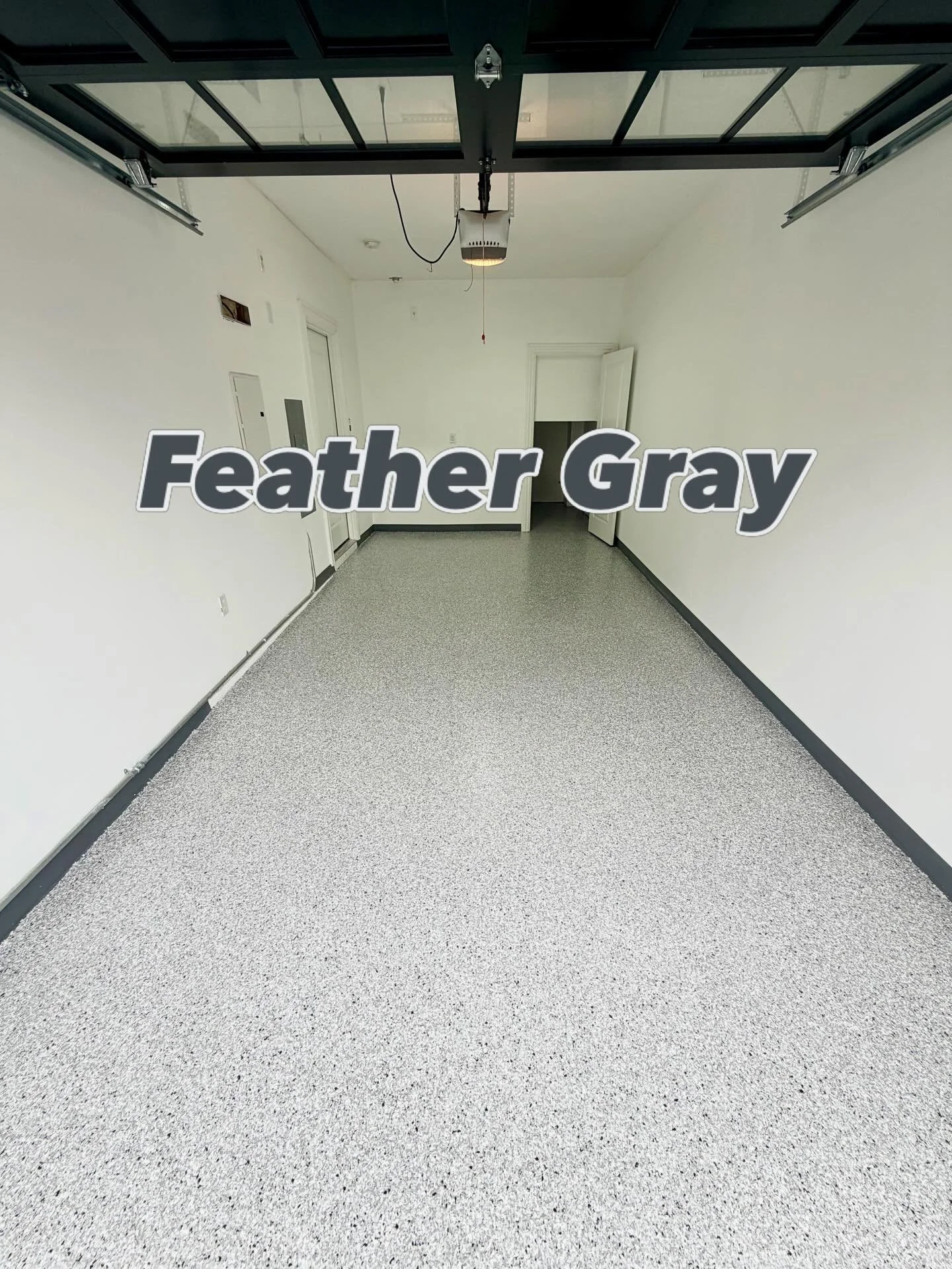 We completely transformed this garage. From wall paint all the way to the vinyl 4&rdquo; cove base. It&rsquo;s the small details that make these floors stand out. Beautiful Feather Gray decorative flakes in this one car garage. #simiron products thro
