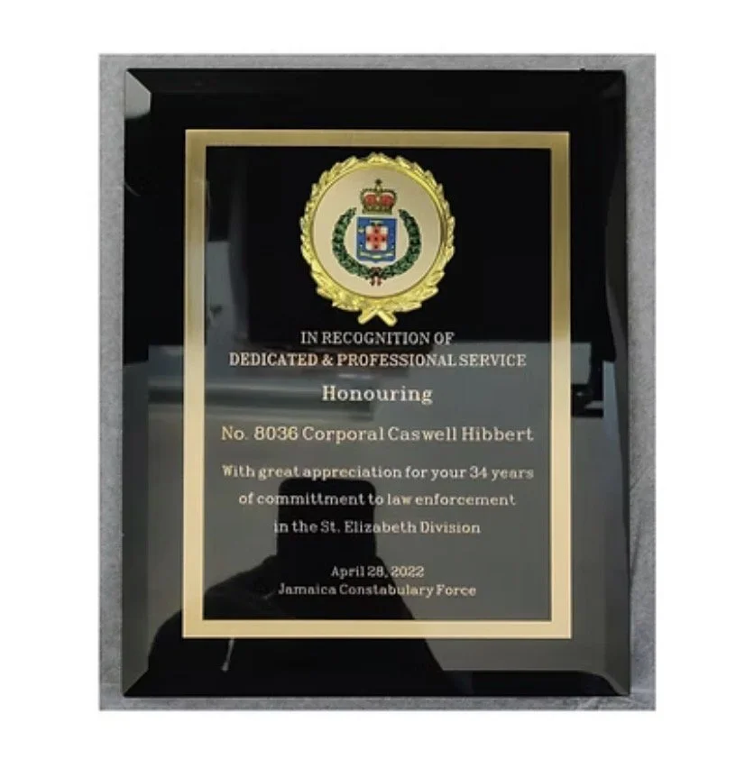 8x10" Black Glass Award Plaque