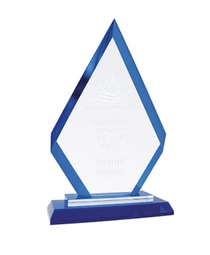9" Diamond Blue Regal Glass Award