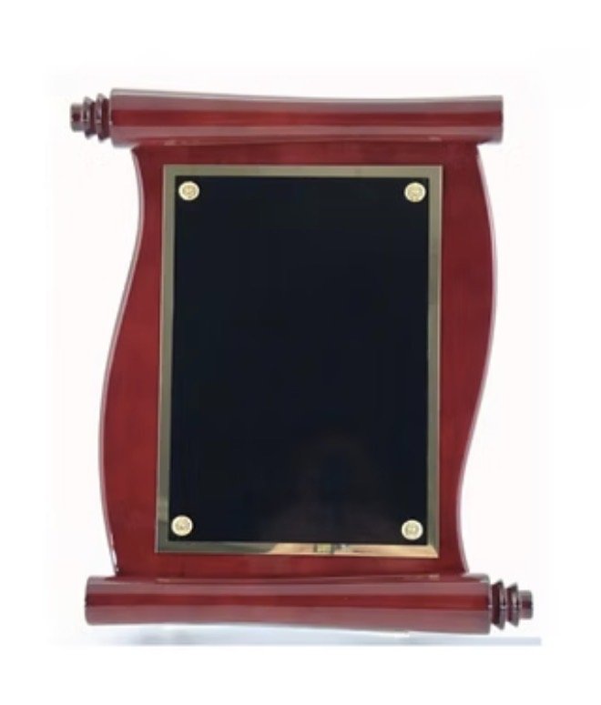 Rosewood Piano Finish Scroll Plaque