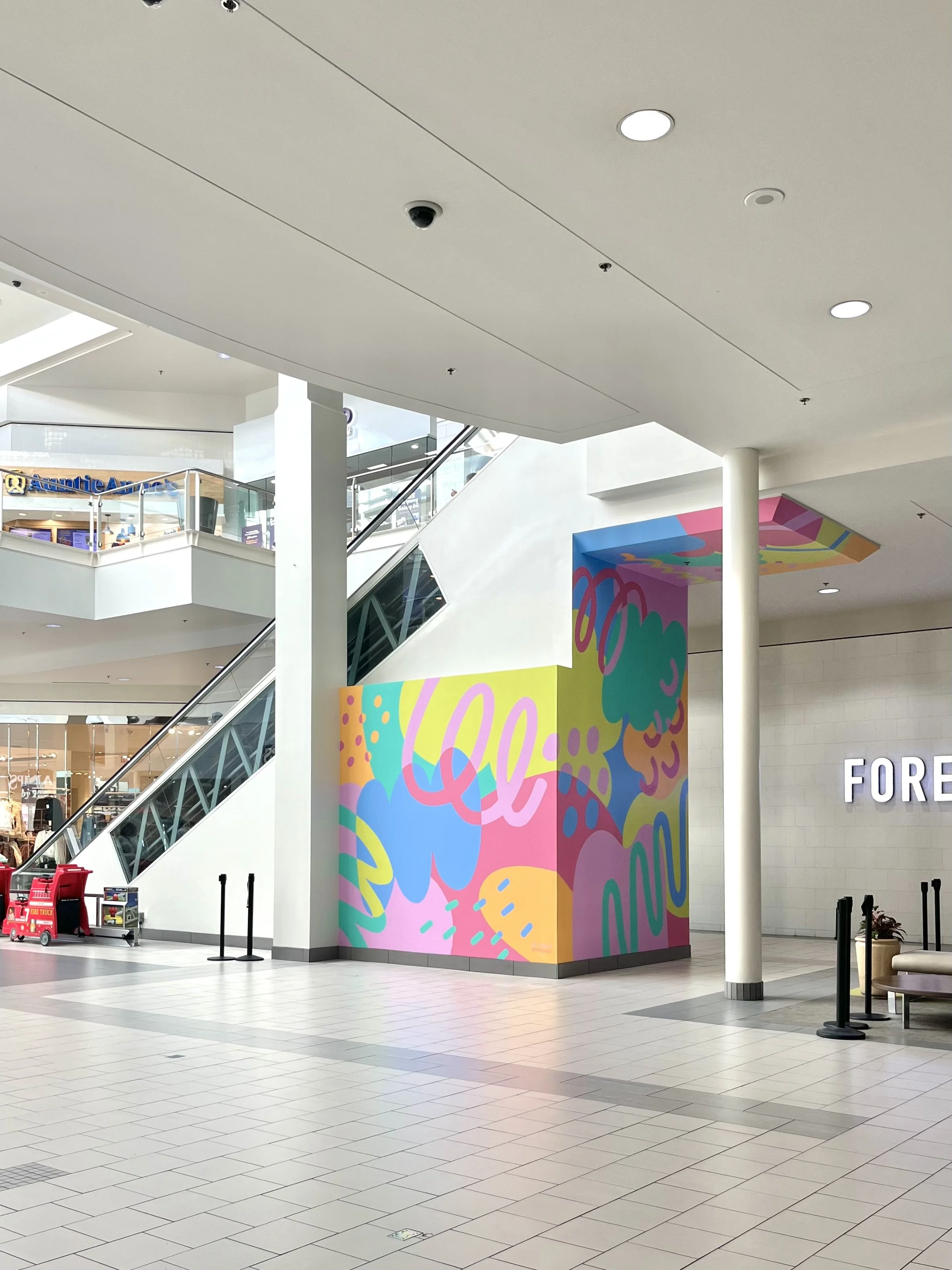 Impromptu Joy, 312 sq ft mural commissioned by Arden Fair Mall, Sacramento, CA
