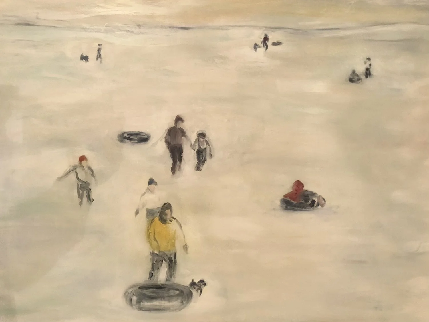 Remembering Sliding Down the Hill, 26" x 37", Oil on panel, 2018