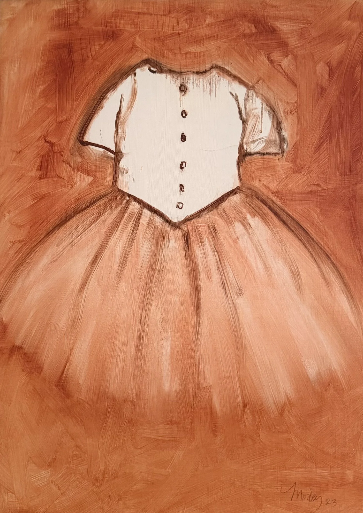 Sketch of a Dress, 18.5" x 13.5", Oil on panel, 2023