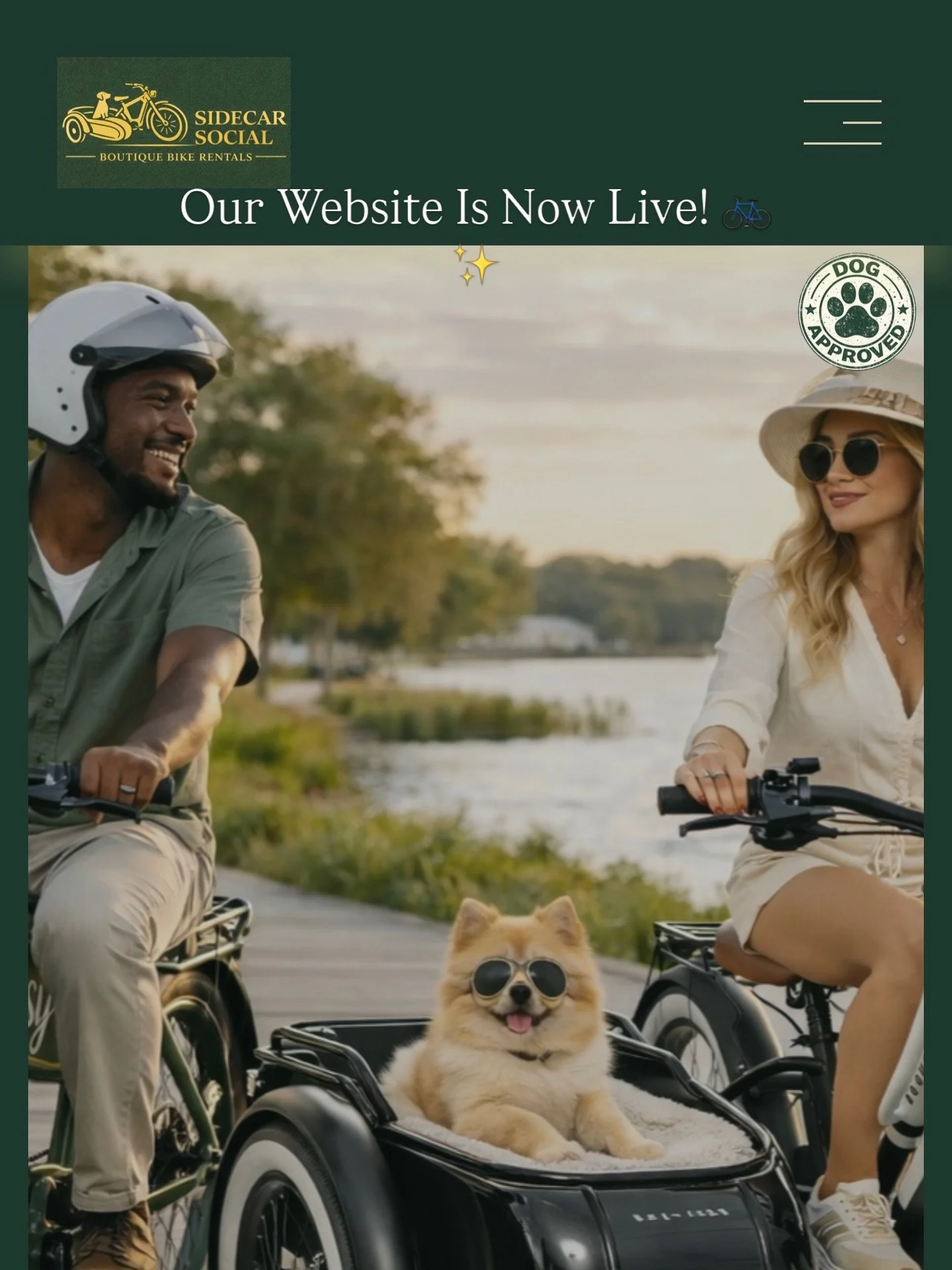 Our Website Is Now Live! 🚲✨ www.SidecarSocialBikes.com - Link on bio. 

#dogloversoforlando 
#dogsofflorida 
#dogfriendlyorlando 
#bikeroflakenona 
#doglover
