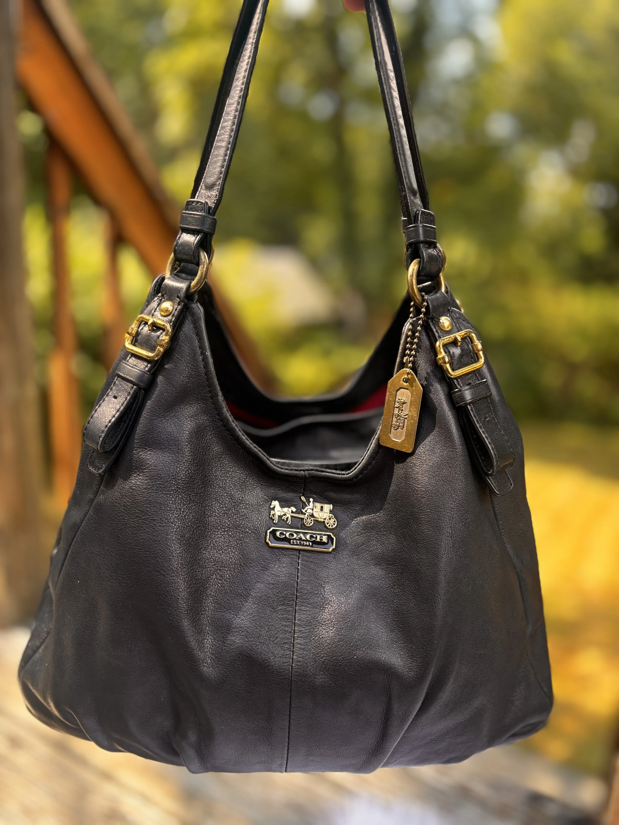 Y2K Black Leather Coach Madison Maggie