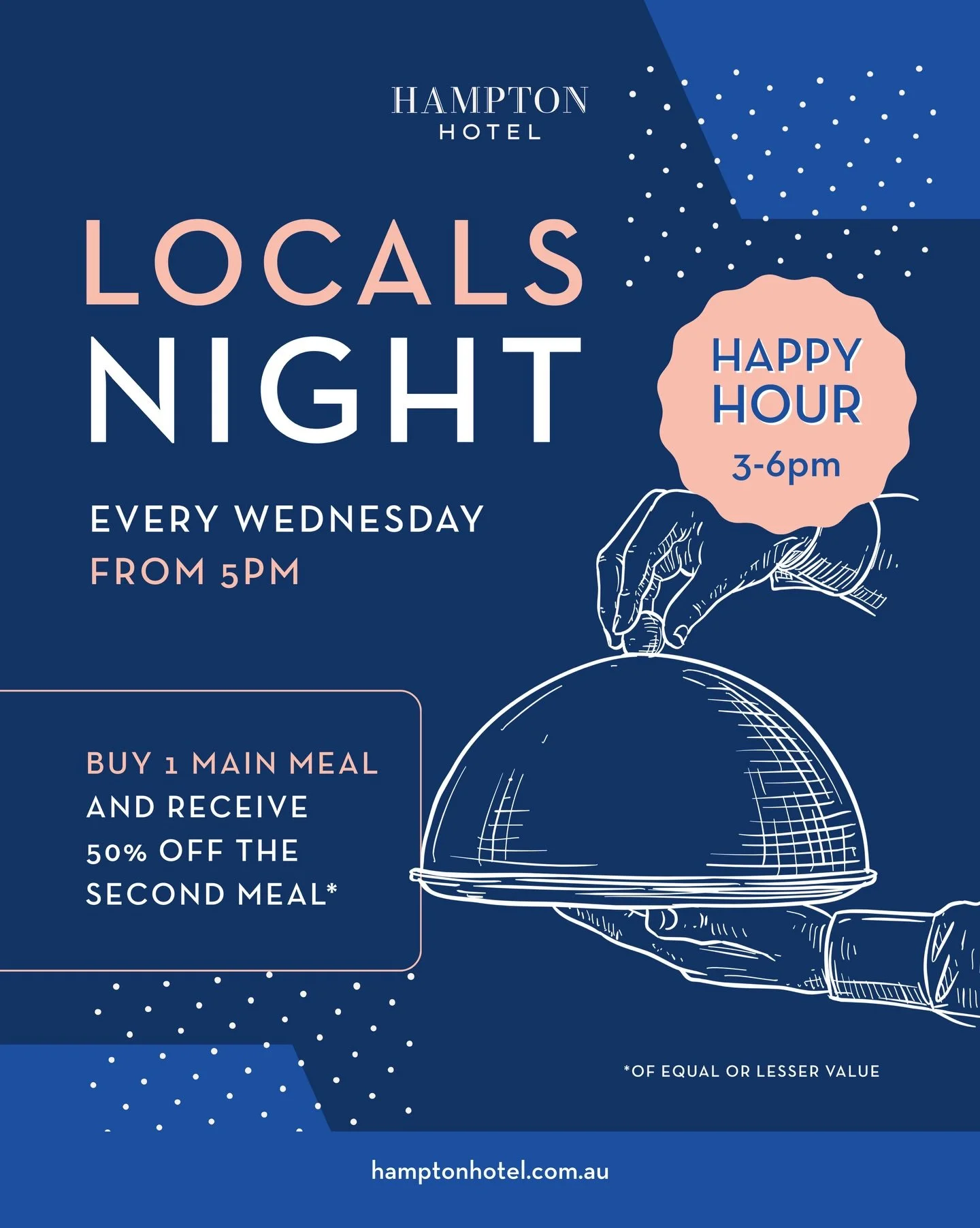 Do you live or work in Hampton? Then we&rsquo;re sharing the love with our Locals Night every Wednesday!

From 5pm weekly, purchase any main meal and get a second main for half price.

Just show some ID confirming that you live or work in 3188, and t