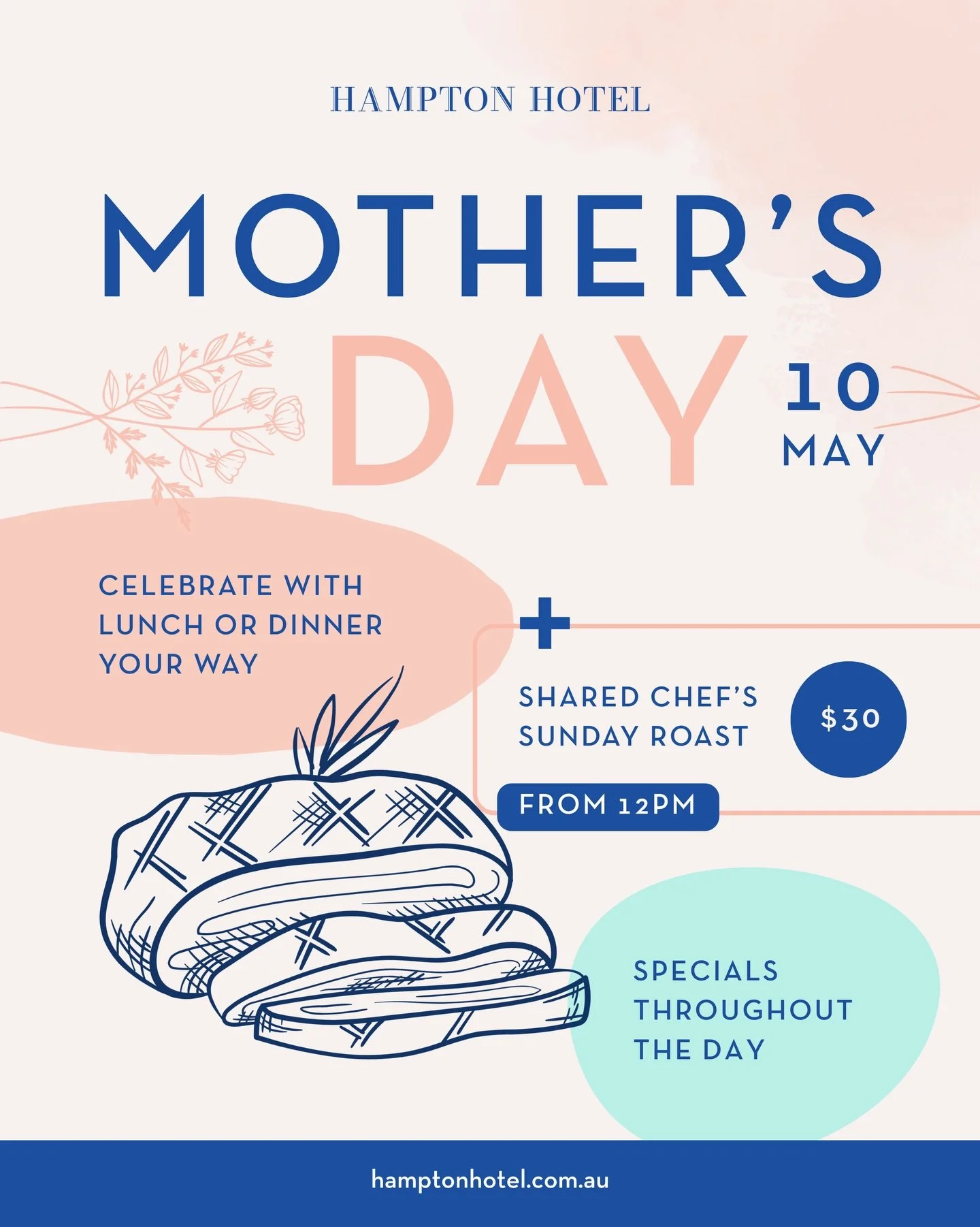 This Mother&rsquo;s Day, join us for a special Chef&rsquo;s Sunday Roast.

From 12pm, gather your group and settle in for our Shared Chef&rsquo;s Sunday Roast at $30 per person, or $12 for children under 12 years. Our smoked brisket and porchetta, go