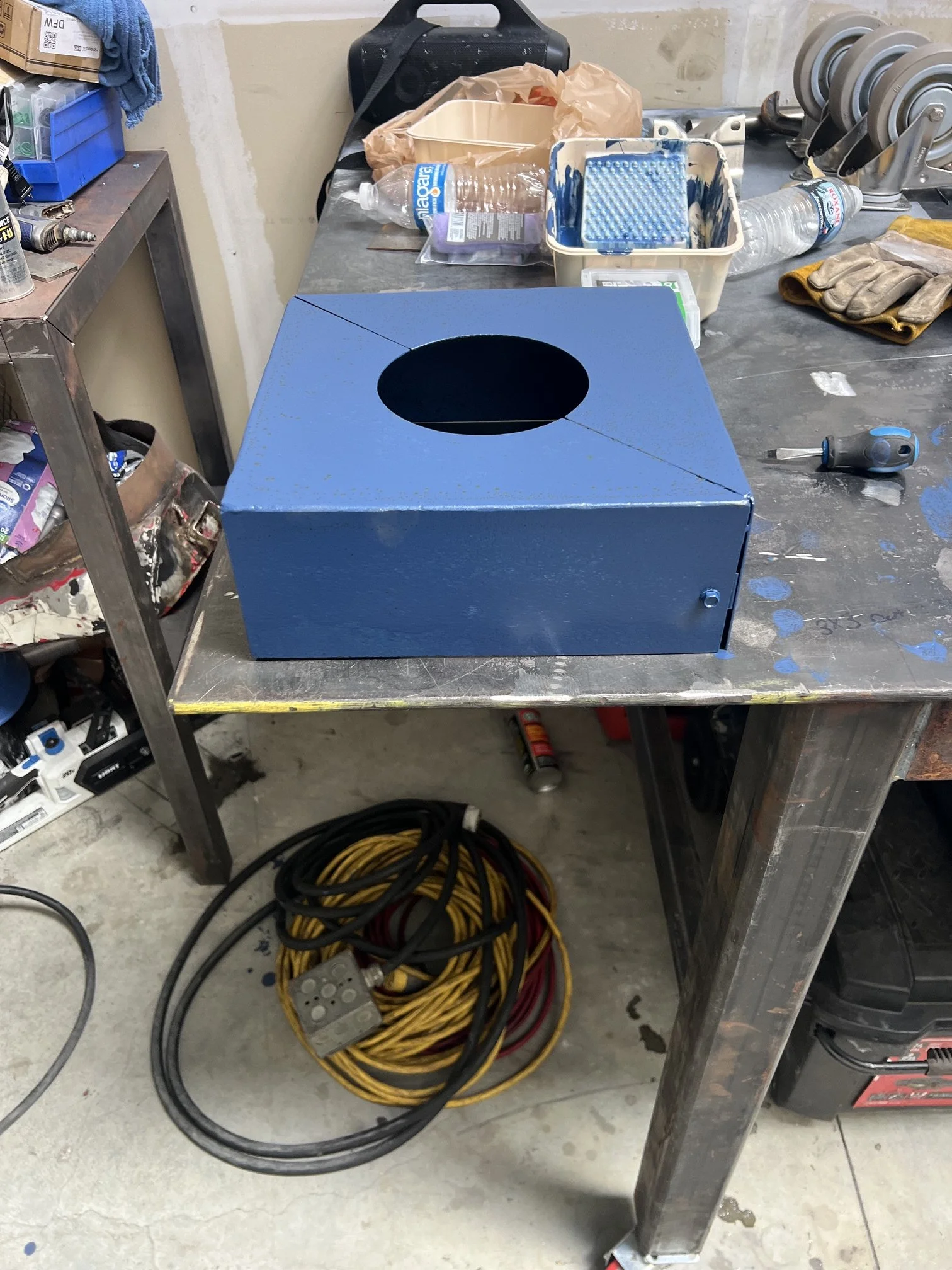 Custom metal pole base cover fabricated for a Dutch Bros location in the Dallas-Fort Worth (DFW) area. Precision-crafted steel base cover designed for durability, weather resistance, and a clean commercial finish. Expert metal fabrication services in