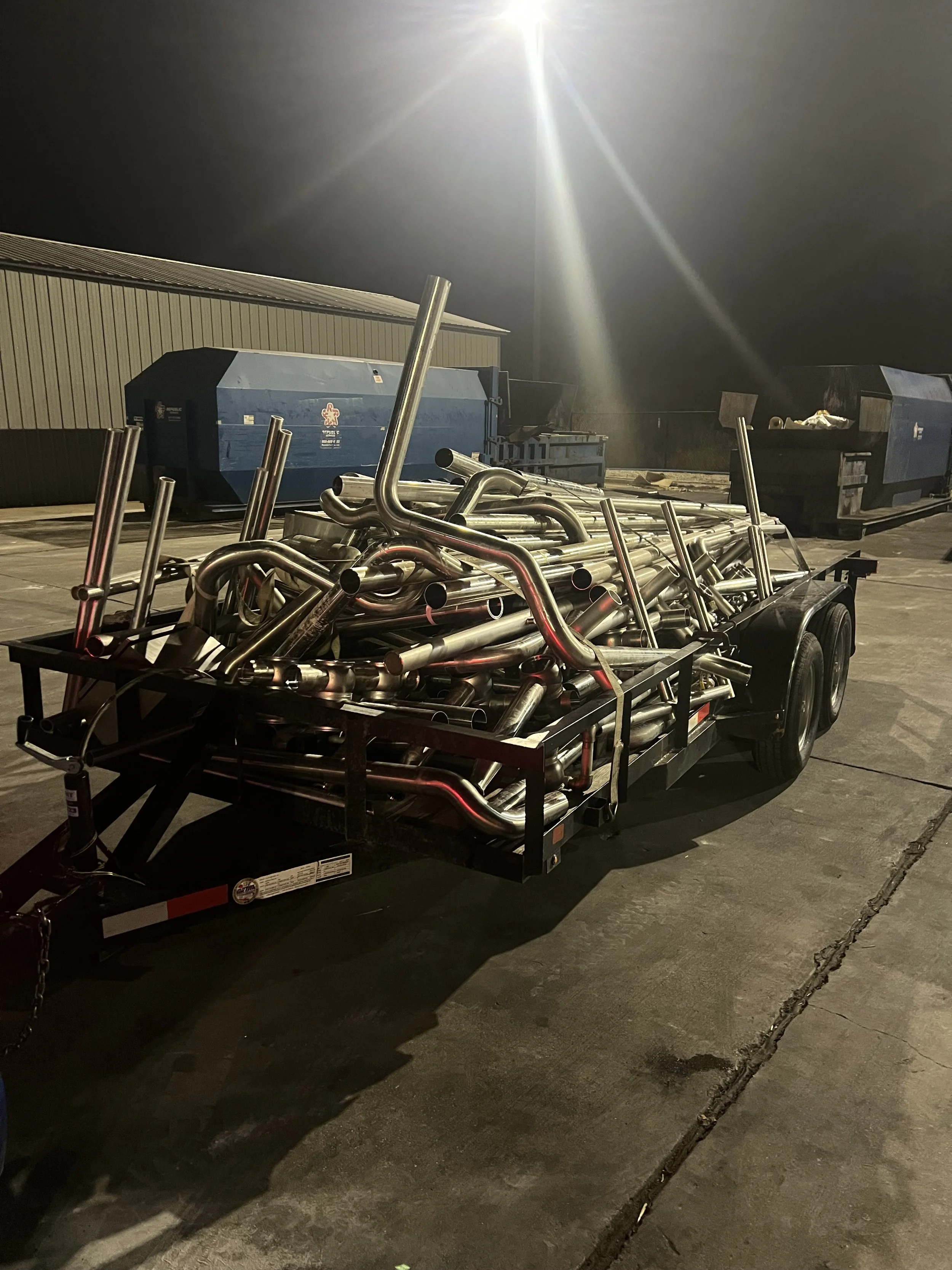 Completed stainless steel demolition at a Dallas-Fort Worth food processing facility, featuring final cleanup and haul-off of scrap materials. Efficient removal and recycling of stainless steel equipment by professional demolition team.