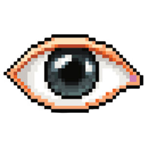 Pixel art illustration of a human eye.