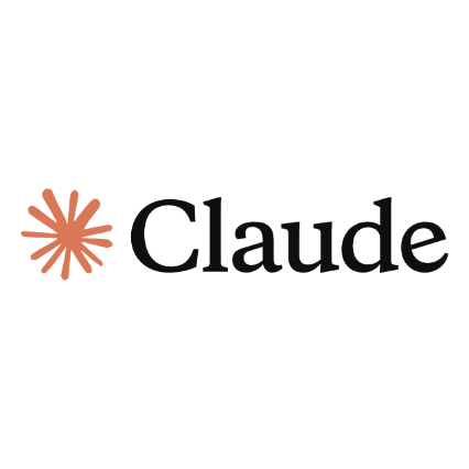 Logo with an orange asterisk-like symbol and the word 'Claude' in black text.