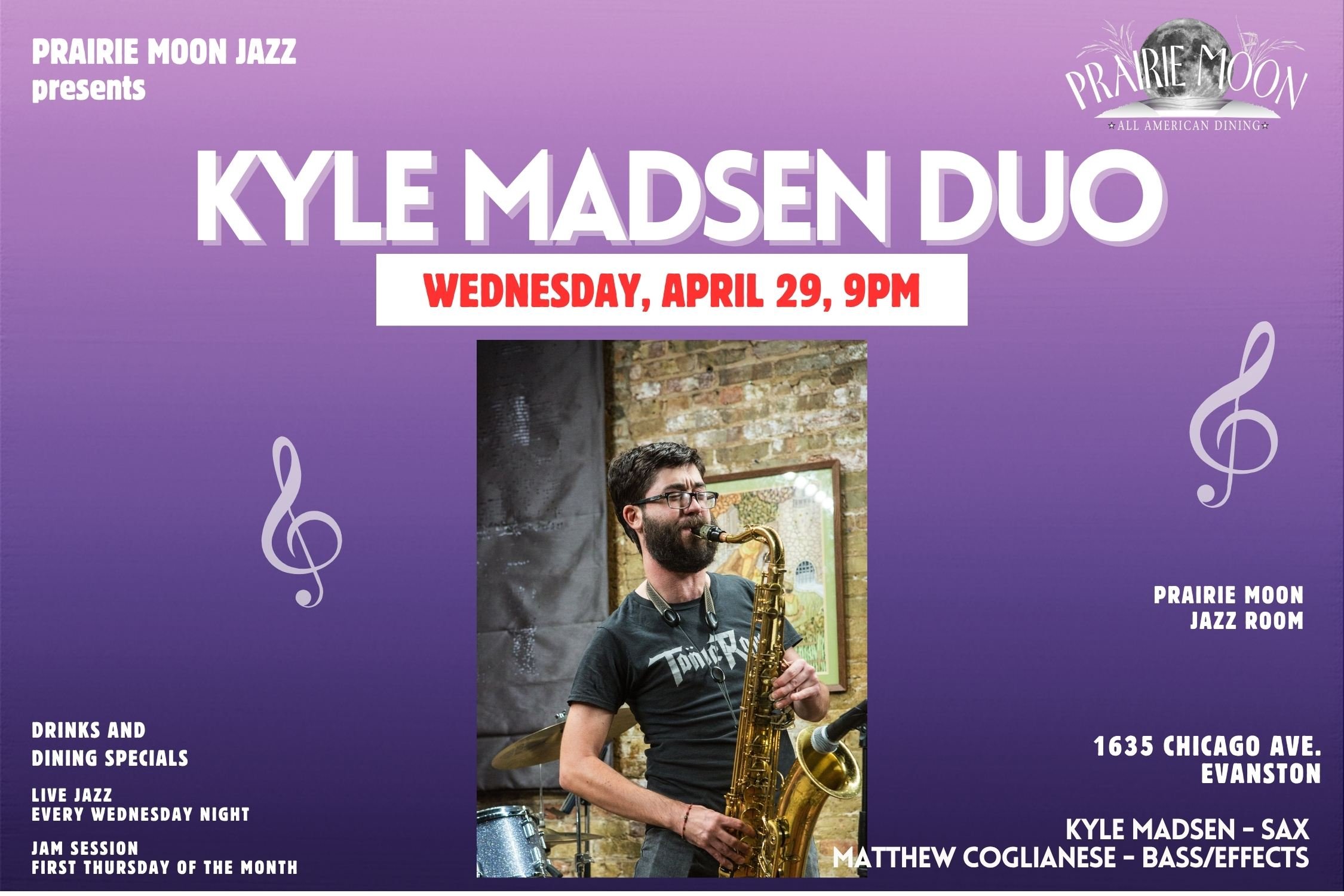 LIVE JAZZ EVANSTON, KYLE MADSEN DUO