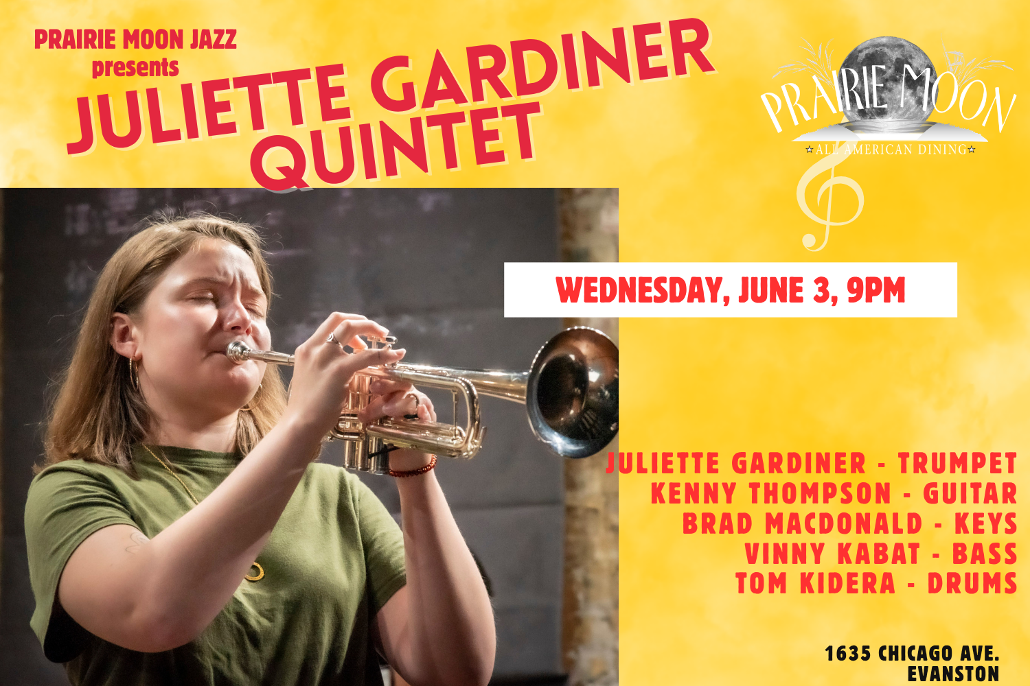 LIVE JAZZ EVANSTON, JULIETTE GARDINER QUINTET