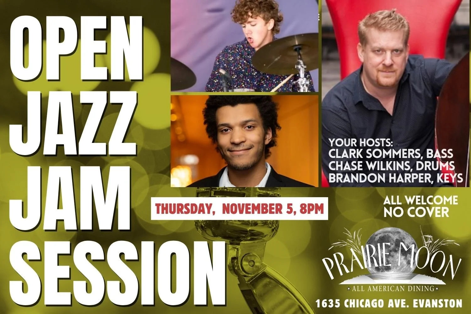 LIVE JAZZ EVANSTON, Jam Sessions, hosted by Clark Sommers