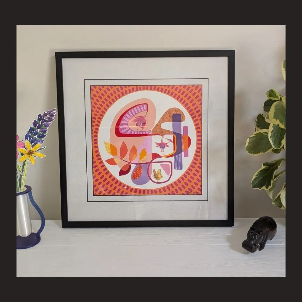 "Fuchsia and the flutterby" - Original artwork (framed)
