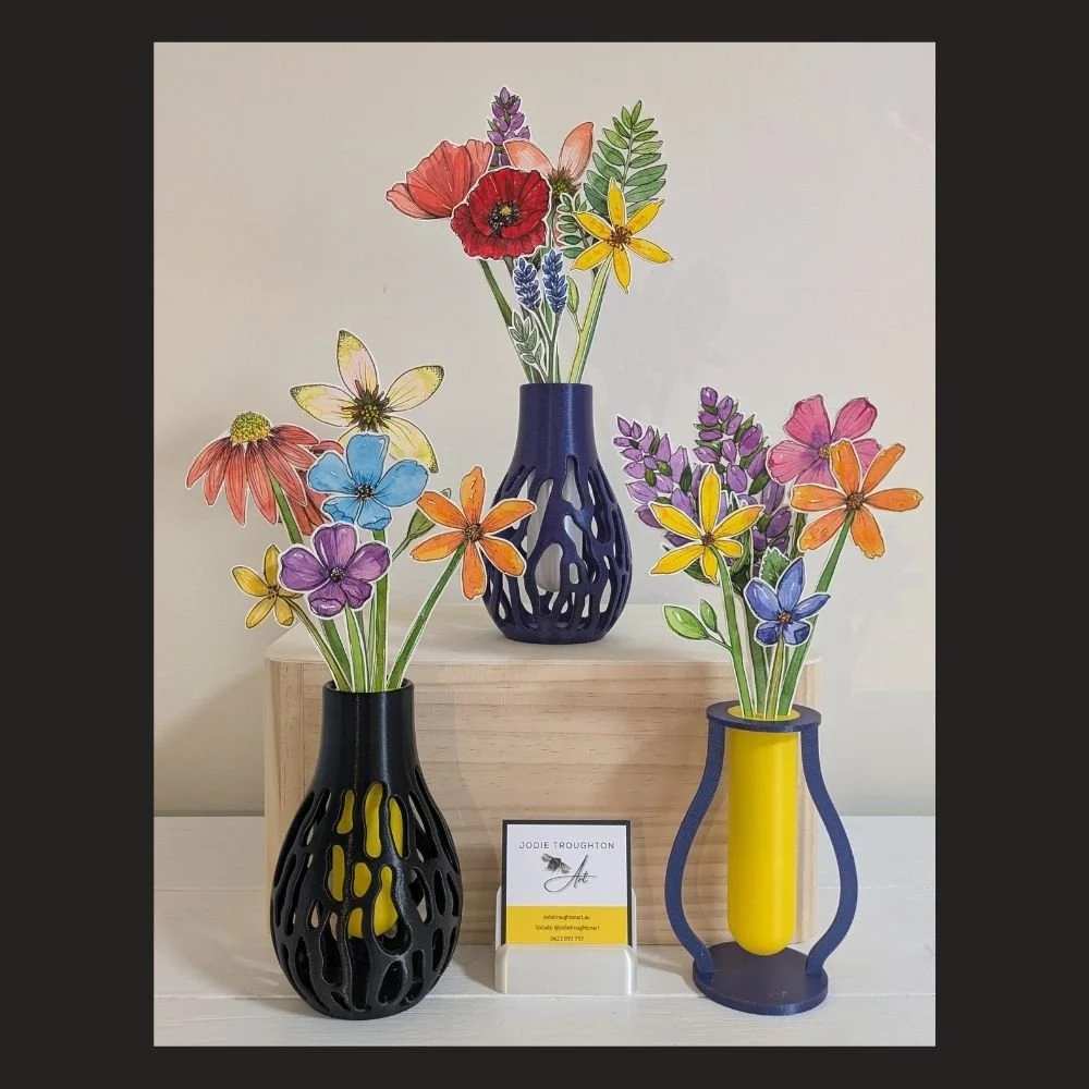 Hand-painted flower and vase gift set