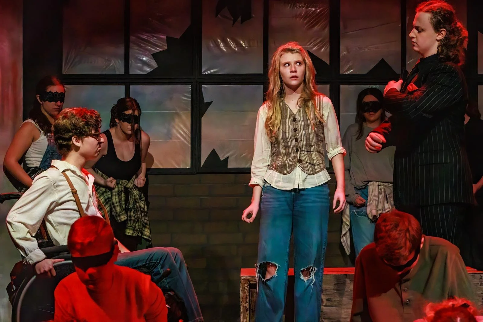 Addison Skyler performing Eurydice in Hadestown on stage – musical theatre performer and singer.